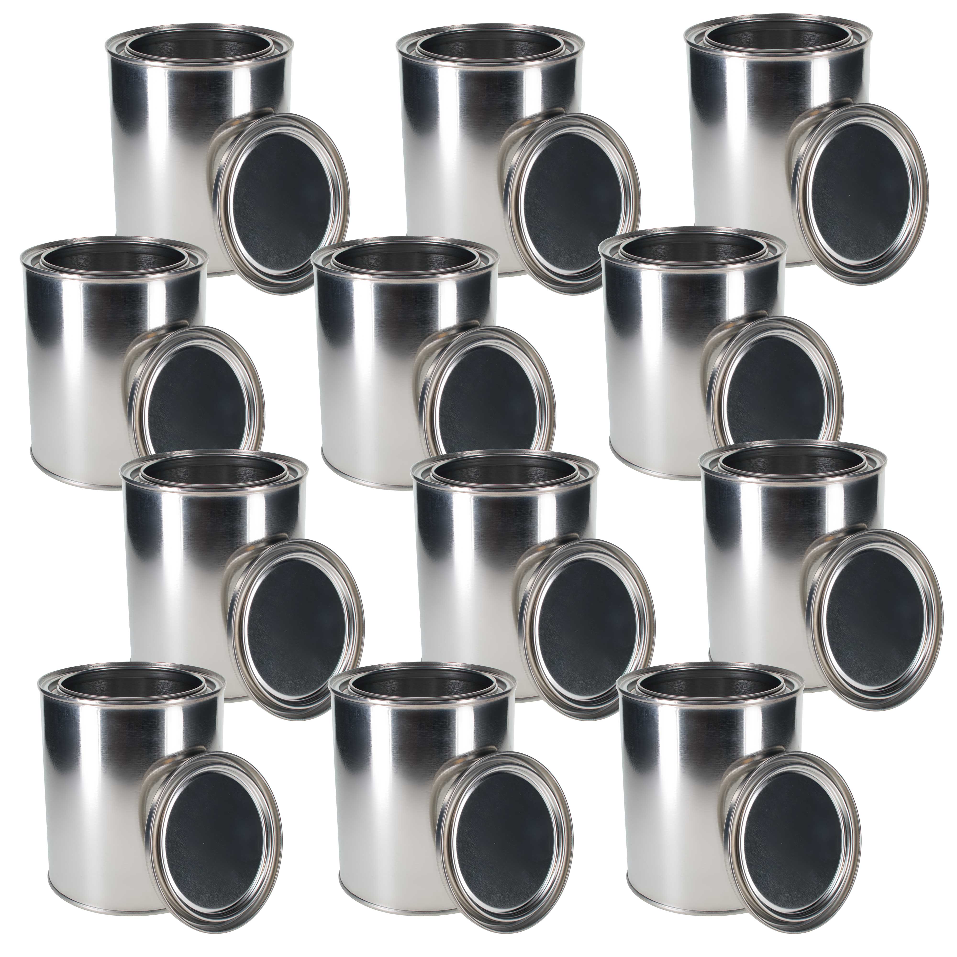 1 Quart (32 fl oz) Empty Unlined Metal Paint Can with Triple Tight Lid Seal - Pack of 12 | Steel Storage Container for Oil-Based Paint, Automotive Fluids & Art Supplies | Ideal for Paint Storage, Workshop Organization & DIY Projects