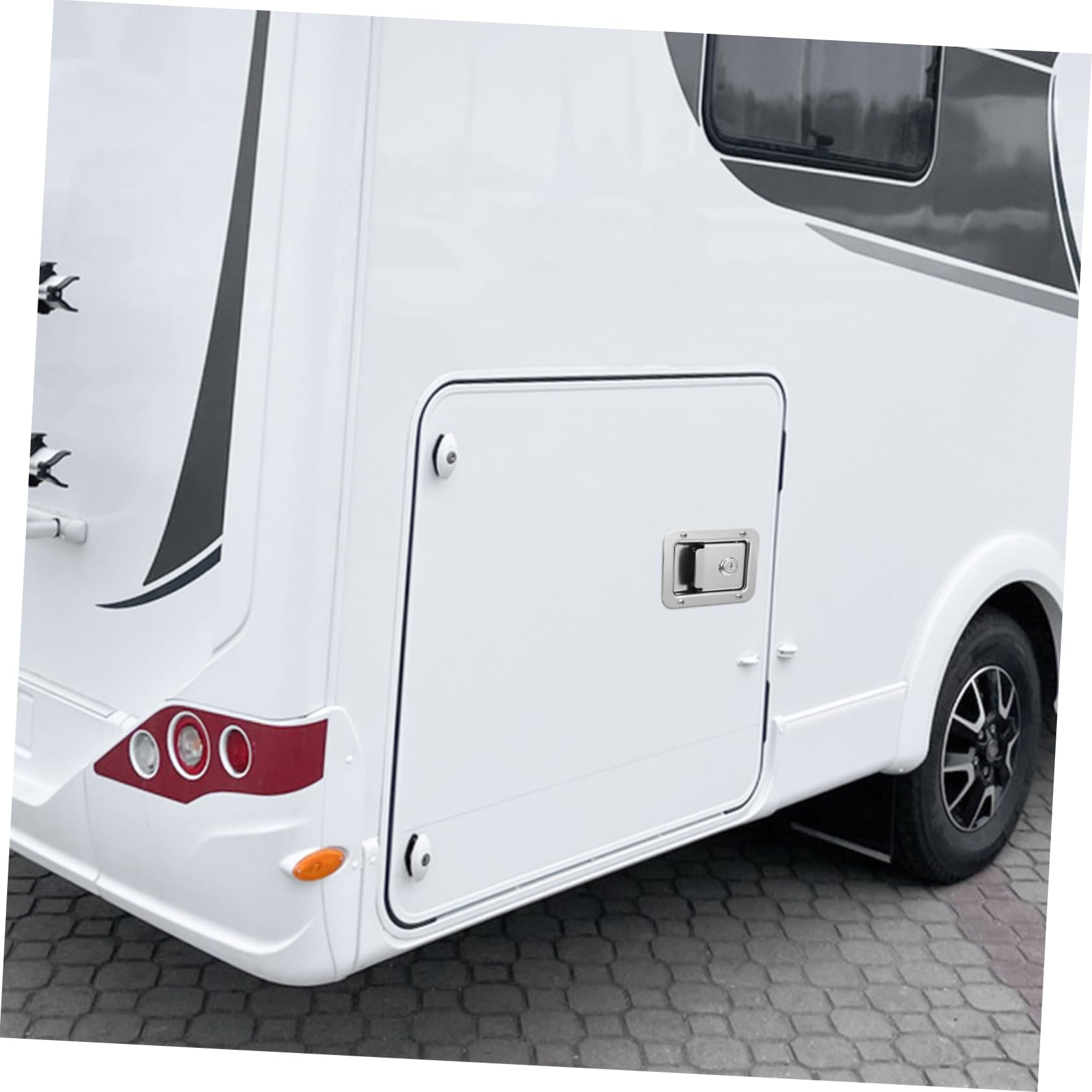 Heavy Duty Stainless Steel Flush Latch Trailer Door Handle with Lock - Durable RV Truck Toolbox Paddle Lock for Secure Storage | Perfect for RV Doors, Truck Beds, and Toolboxes