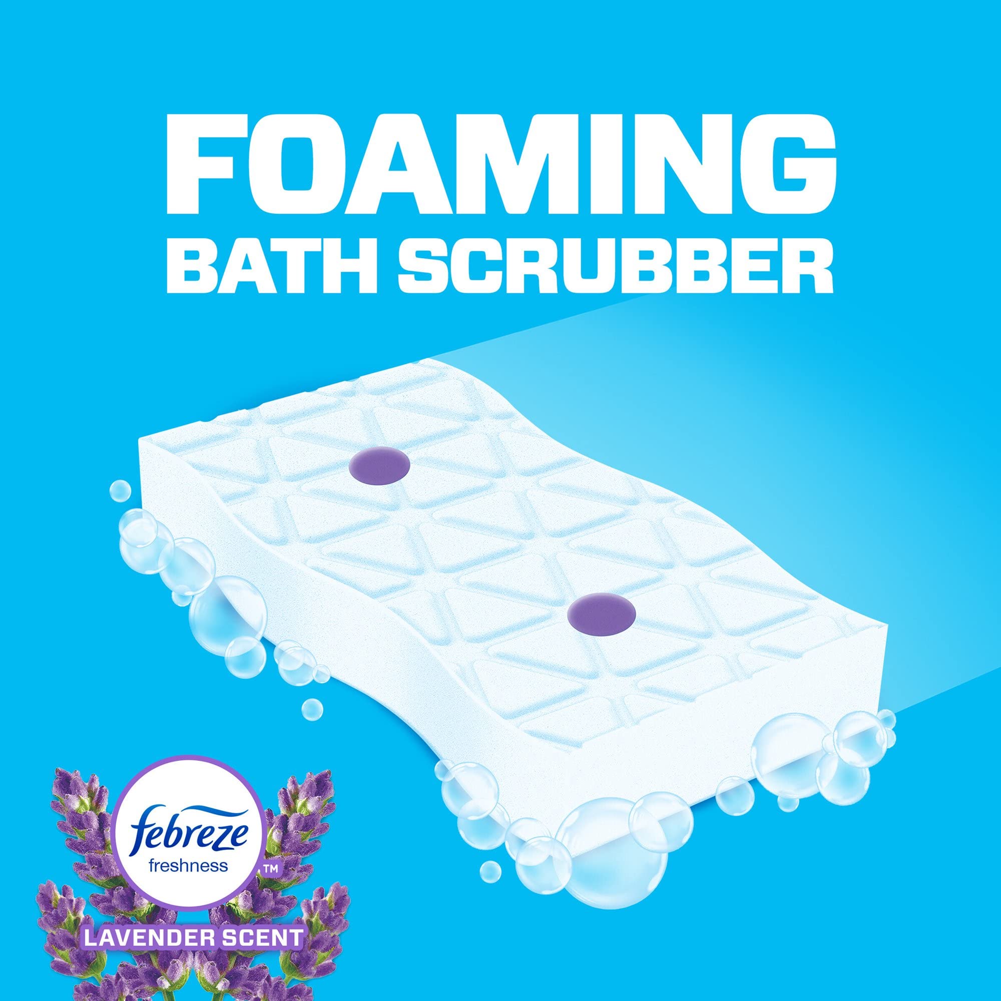 Mr. Clean Magic Eraser Bath with Febreze Lavender Scent - Extra Durable Cleaning Pads for Bathroom, Kitchen & Tile (2 Count) - Remove Tough Stains & Soap Scum Effortlessly