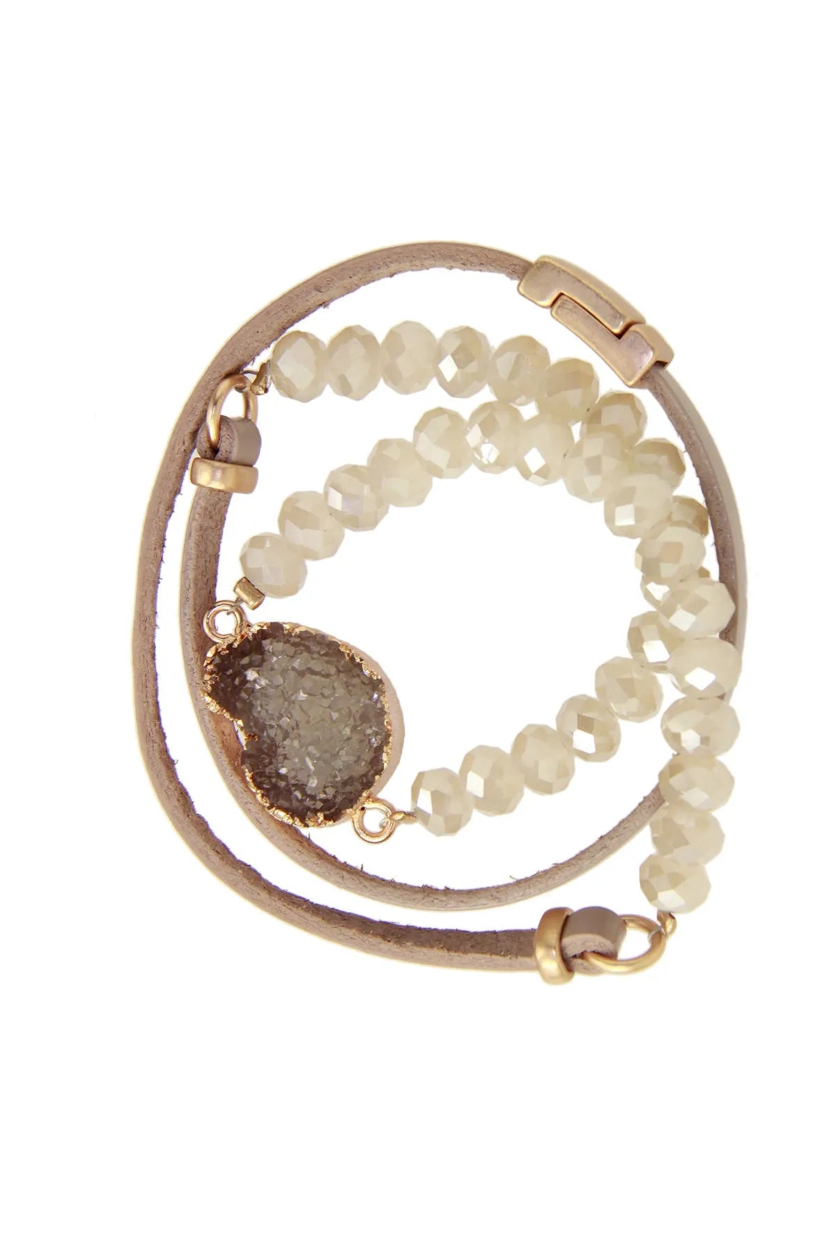 Elegant Beaded Druzy Wrap Bracelet for Women - Boho Chic Crystal Stone Jewelry - Perfect for Parties, Weddings & Everyday Wear