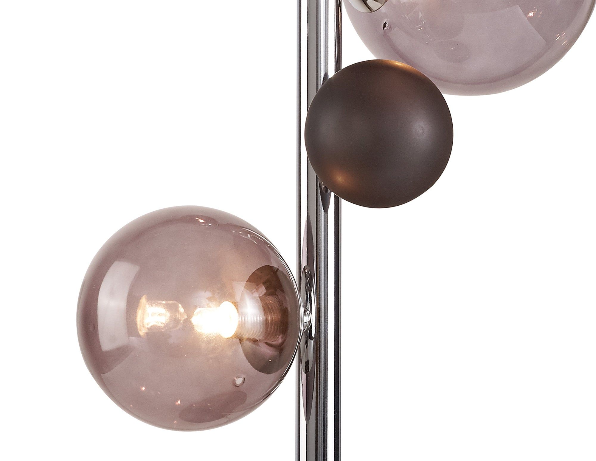 Modern Austin Table Lamp - 1/3Lt x G9 Bulb - Copper & Opal, Polished Chrome & Iridescent, Polished Chrome & Black Options - Smoked Glass Shade IP20 - Perfect for Bedroom, Living Room, or Office Lighting