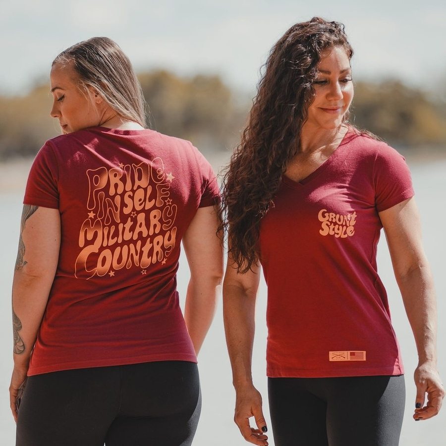 Women's Ethos V Neck T-Shirt - Soft Red Plum Color - Casual & Comfortable for Everyday Wear, Workouts, and Layering