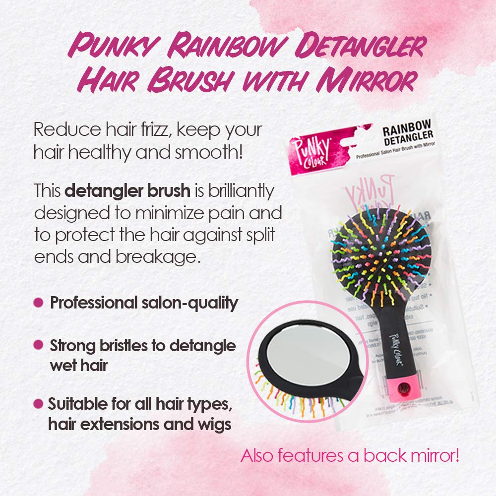 Punky Hair Brush & Detangler with Mirror - Professional Styling Tool for Smooth, Tangle-Free Hair - Perfect for Home, Travel, Salon & Daily Hair Care
