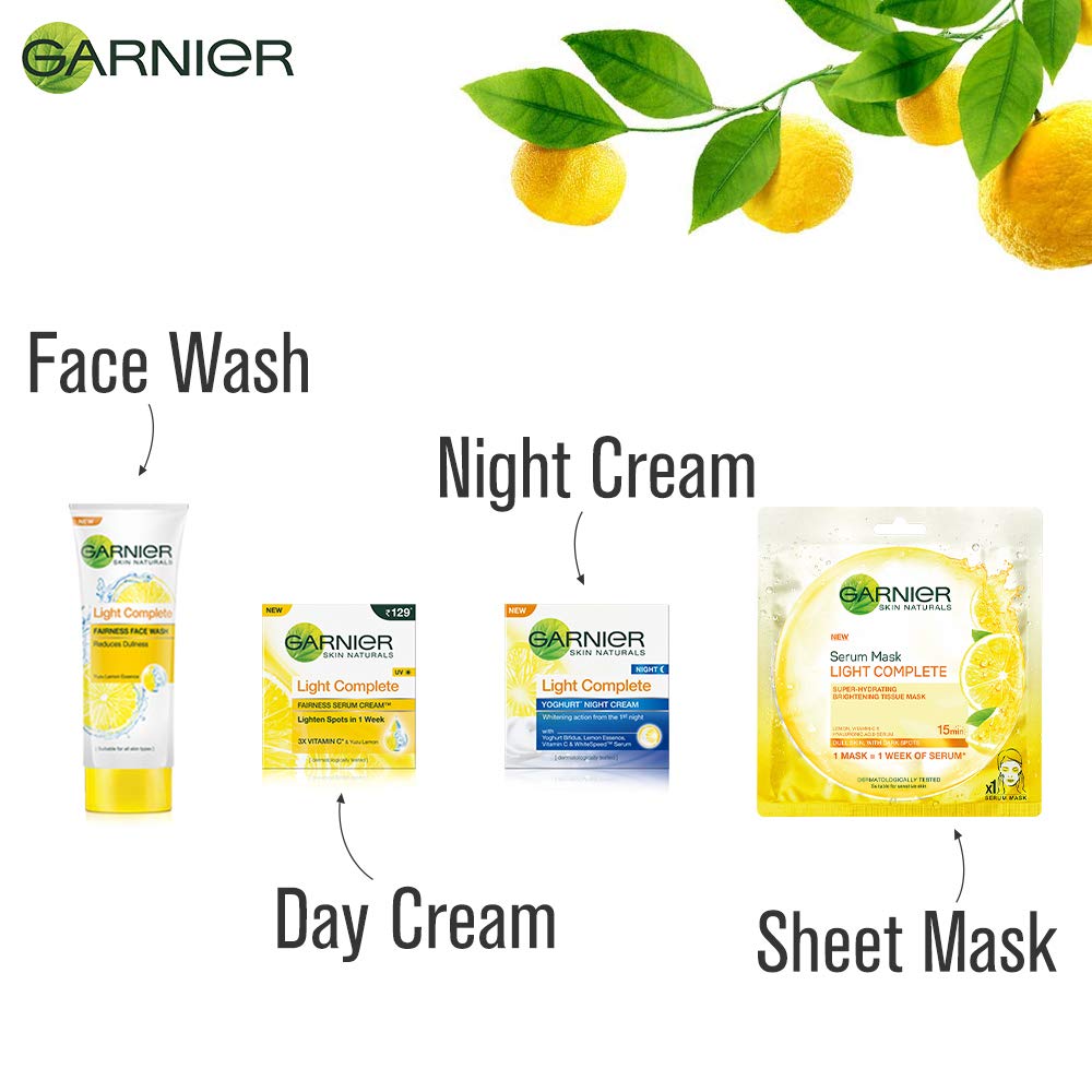 Garnier Skin Naturals White Complete Brightening Face Wash 50g - Daily Whitening & Hydrating Cleanser for Glowing Skin - Perfect for Morning & Night Skincare Routine