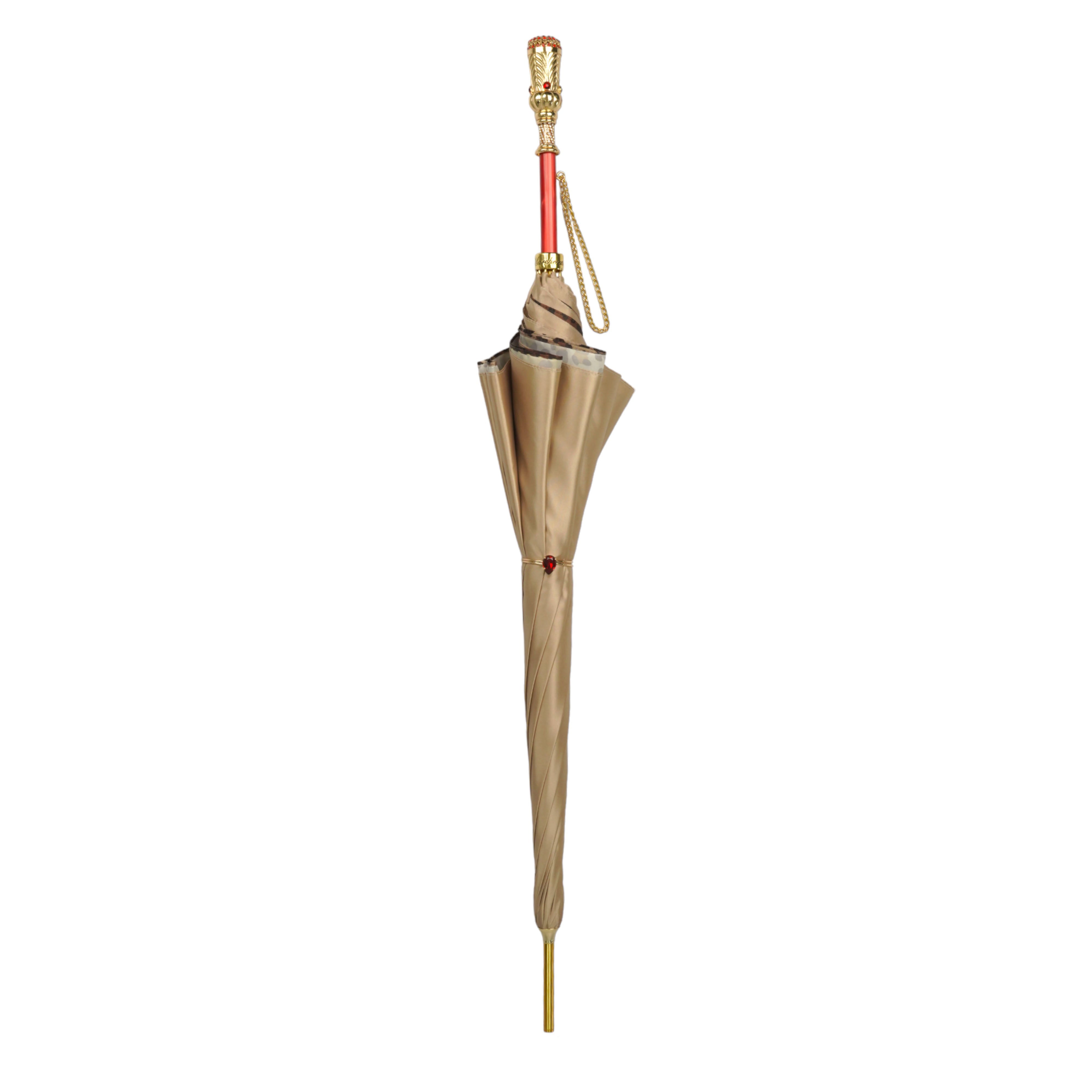 Golden Touch Luxury Umbrellas - Handcrafted Artisan Canopy with Crystal Handle for Women & Men | Perfect for Weddings, Gala Events & Fashionable Rain Protection