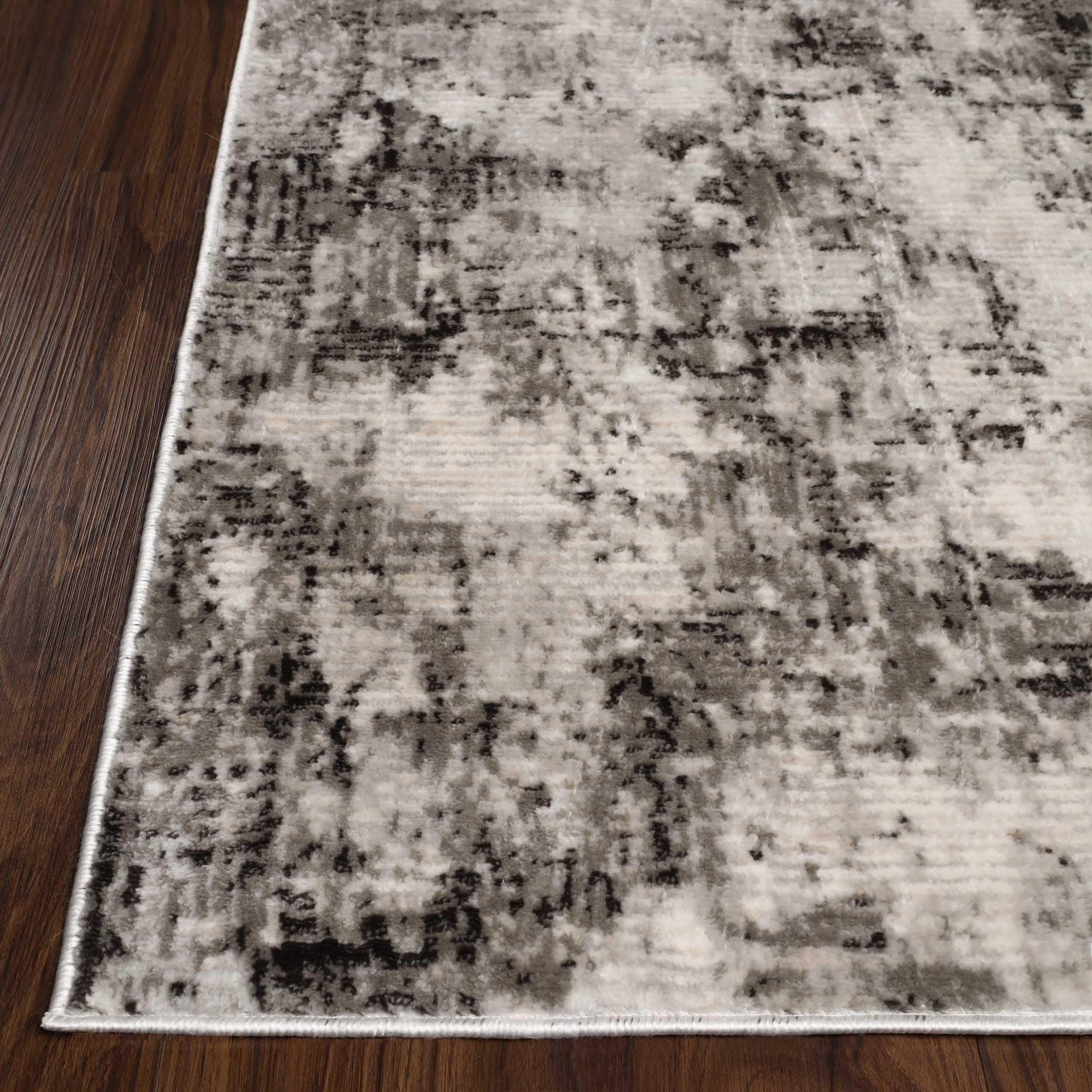 Premium Indoor Area Rug with Cotton Backing - Modern Abstract Distressed Design for Living Room, Bedroom, Office & Entryway - Euphemia Collection 3'x5' Charcoal - Perfect for Hardwood Floors, Kitchen, Dining & Home Decor