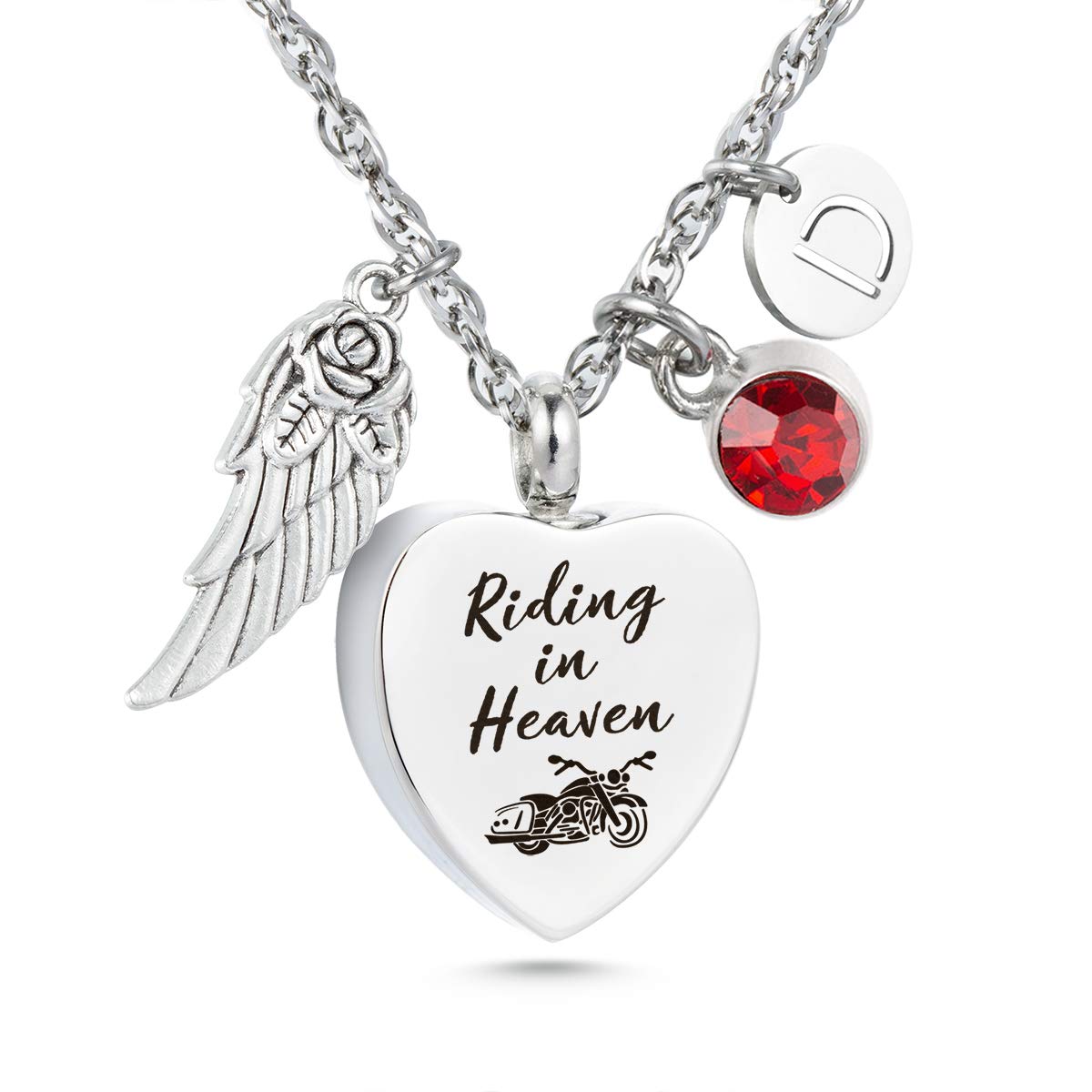 Motorcycle Rider Memorial Urn Necklace for Ashes - Cremation Jewelry for Bikers