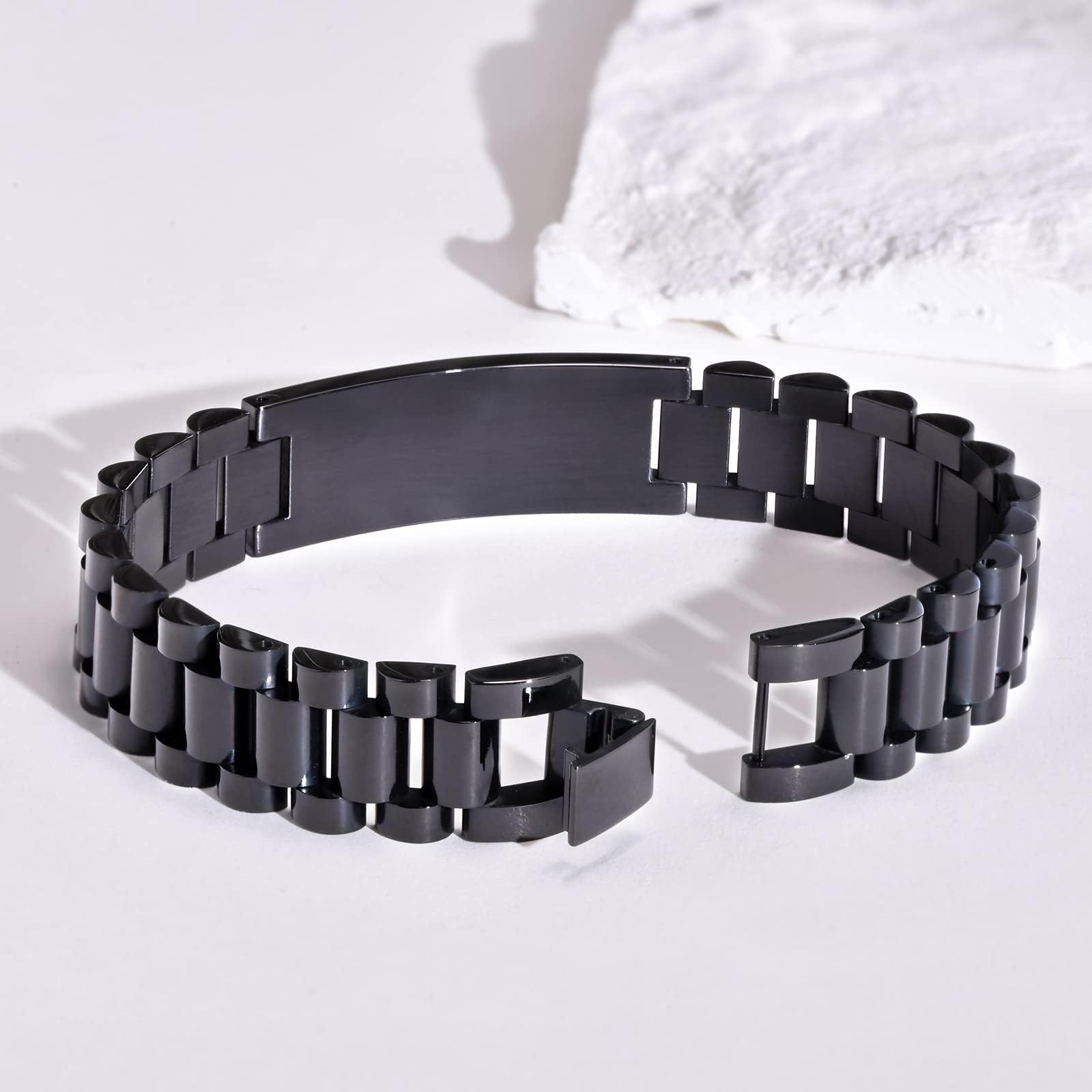 Custom Graduation Bracelet for Men - Inspirational Class of 2025 Gift - Stainless Steel Link Bracelet for College Graduates - Personalized Graduation Gift for Him - Perfect for Commencement Ceremonies & Alumni Celebrations