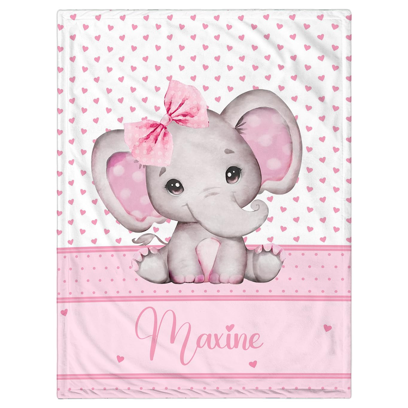 Custom Personalized Baby Blanket for Girls with Name - Soft Cozy Elephant Design Blankets for Infant & Toddler - Perfect Birthday Gift & Nursery Essentials