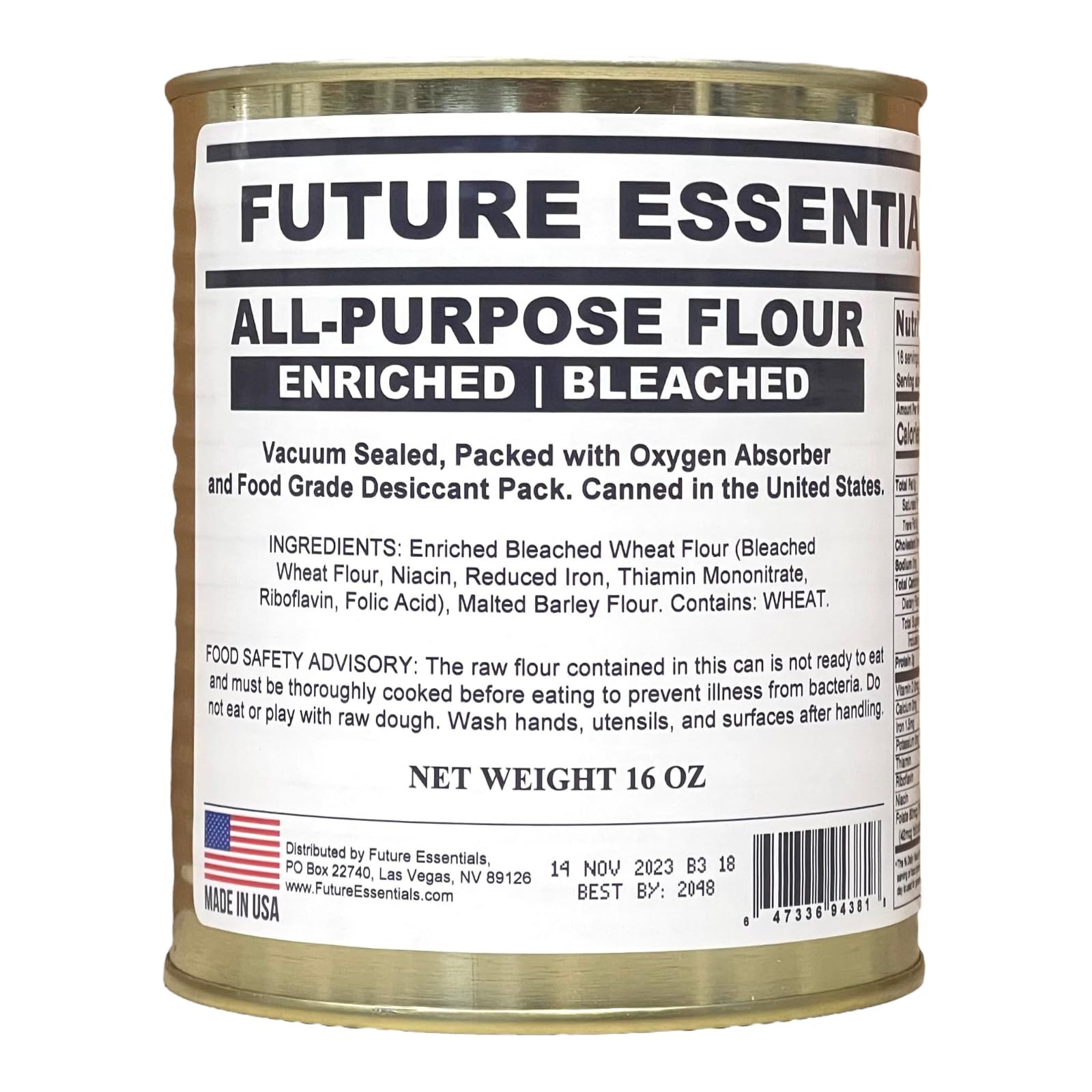 Future Essentials All Purpose White Flour - 12 Cans (50 lbs) - Bulk Baking & Cooking Flour for Bread, Pizza, Pastries - Perfect for Bakeries, Restaurants & Home Kitchens