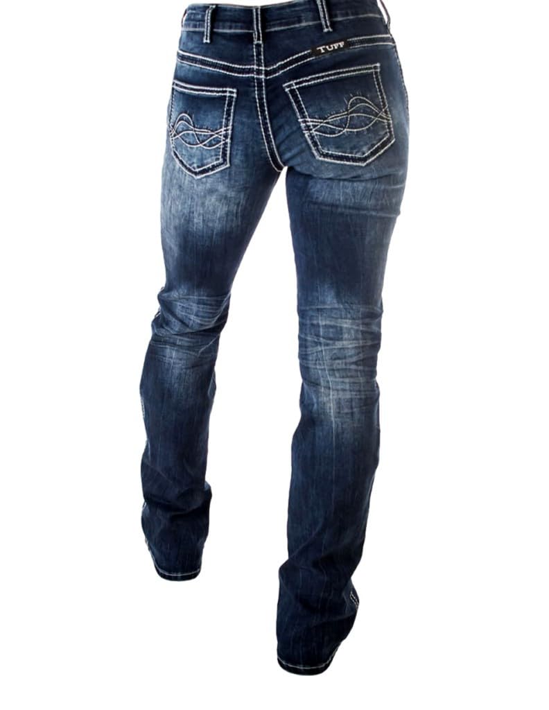Women's Western Bootcut Jeans with Button Fly - Dark Wash JHURBT for Cowgirl Style & Everyday Comfort