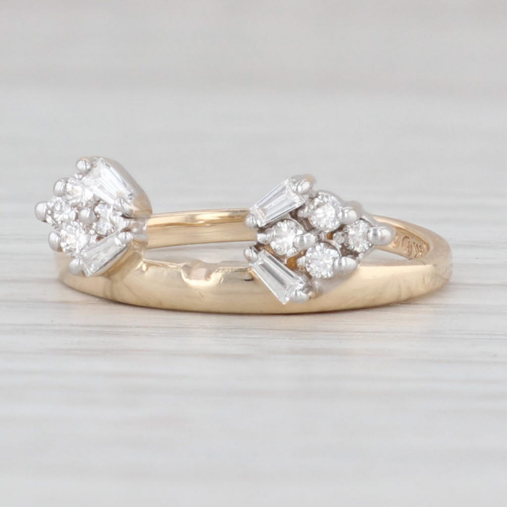 0.24ctw Diamond Cluster Ring Enhancer Guard - 14k Yellow Gold Size 5.5 - Wedding Band Wrap for Engagement Rings - Perfect for Bridal Jewelry & Anniversary Gifts