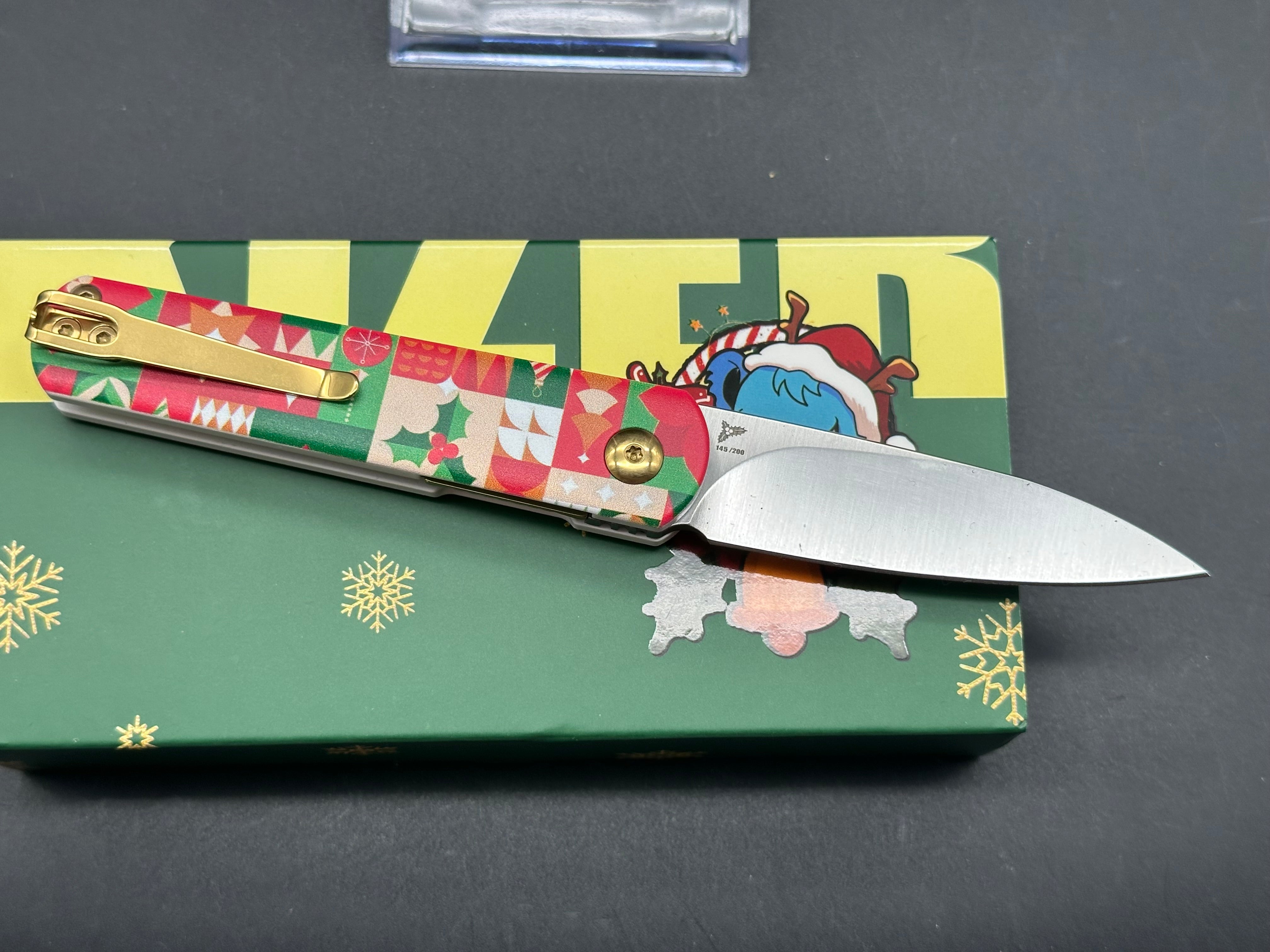 Kizer FEIST Folding Knife - NITRO-V Steel Blade, Aluminum Handle, Limited Christmas Edition - Perfect for EDC, Camping & Gift Giving