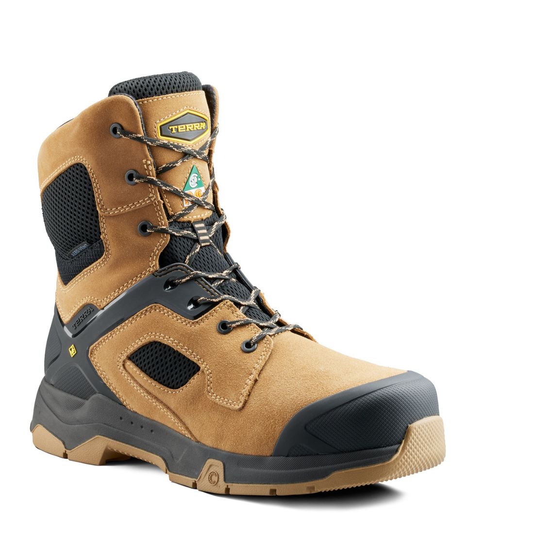 Terra Cobalt Men's Size 8 Composite Toe Work Boots - OSHA Approved Safety Shoes 1280TN in Tan | Slip Resistant & Electrical Hazard Protection for Construction, Warehouse & Industrial Work