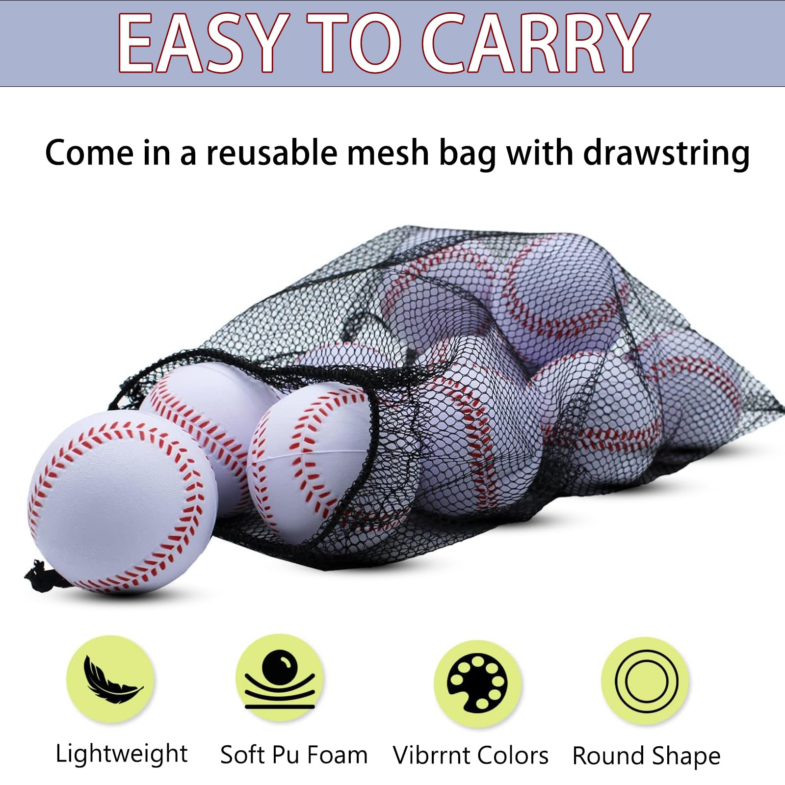 MagicOrange Foam Baseballs 20 Pack - Soft Practice Training Balls for Batting, Fielding & Pitching | Unmarked Baseballs for Kids & Adults | Perfect for Backyard Drills, Team Practice & Baseball Training