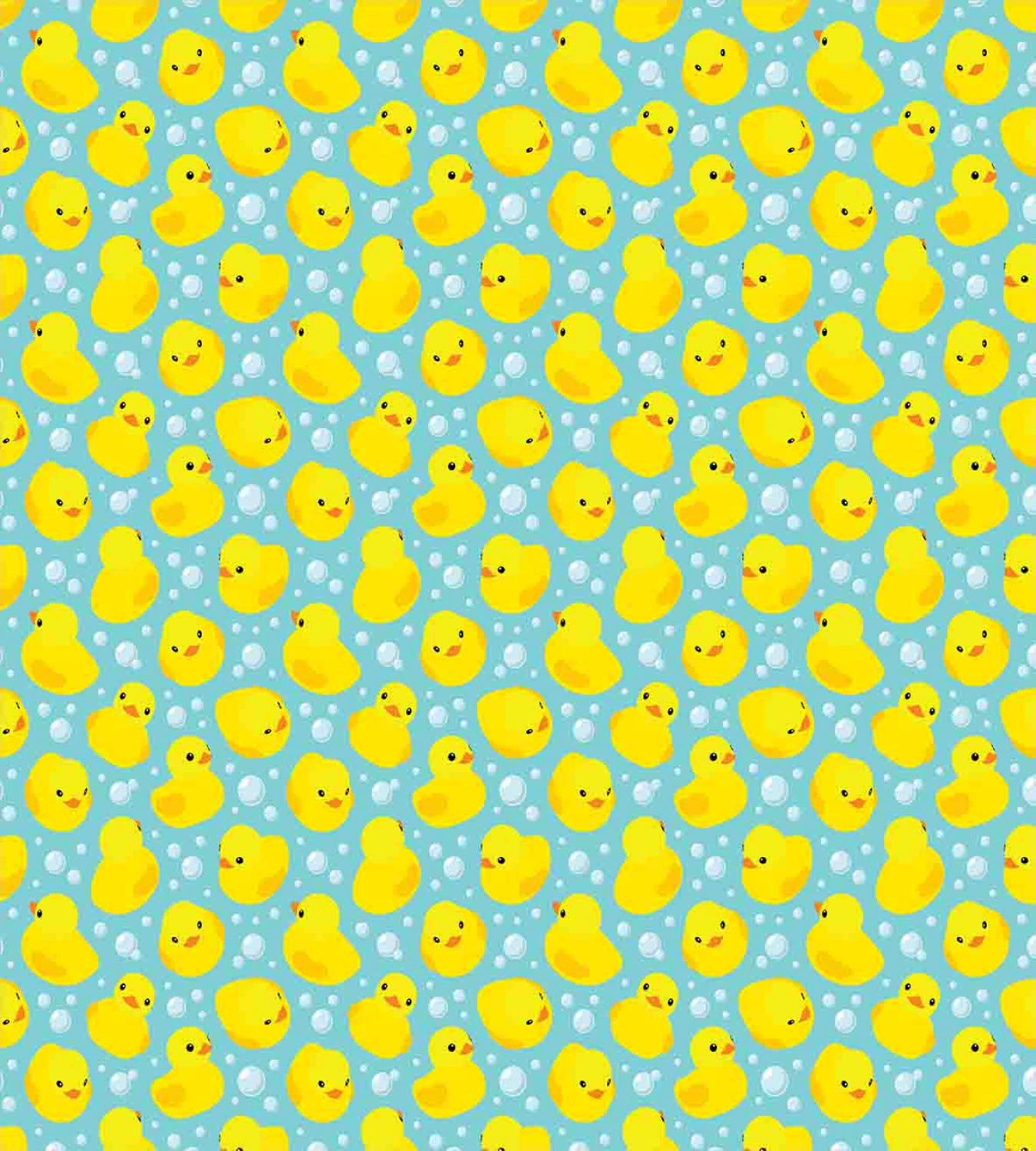 Ambesonne Rubber Duck Duvet Cover Set - Funny Water Ducks with Bubbles Pattern, 3-Piece Queen Size Bedding Set with 2 Pillow Shams in Turquoise Yellow Orange | Perfect for Kids' Rooms, Bathroom Themed Decor & Whimsical Bedroom Makeovers