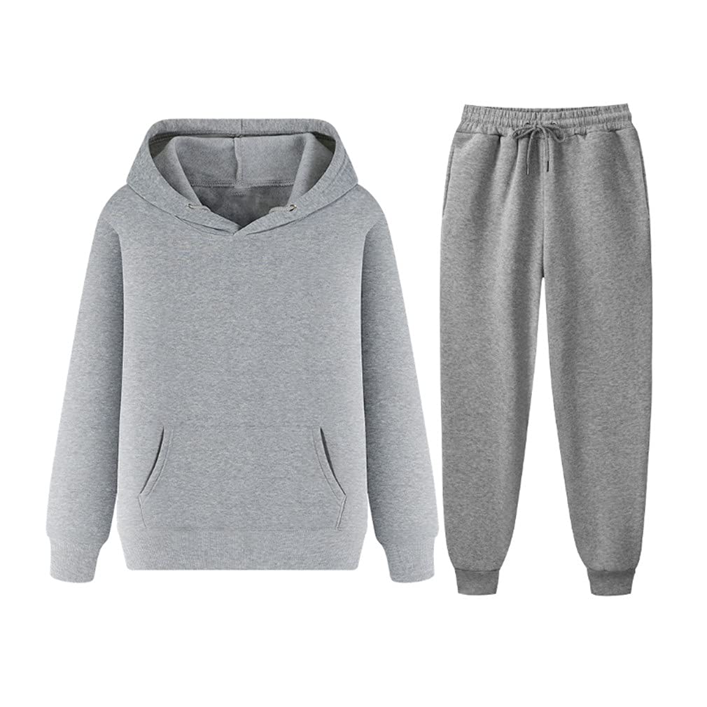 Men's Fleece Tracksuit Set - Hooded Sweatshirt & Jogger Pants - Winter Warm Casual Outfit for Gym, Running, Lounging
