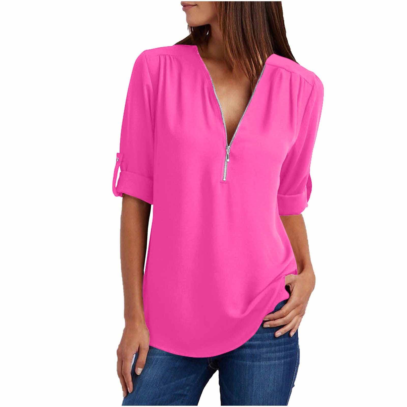 PBNBP Women's Chiffon V-Neck Blouse - Casual Loose Fit Long Sleeve Top for Summer/Fall