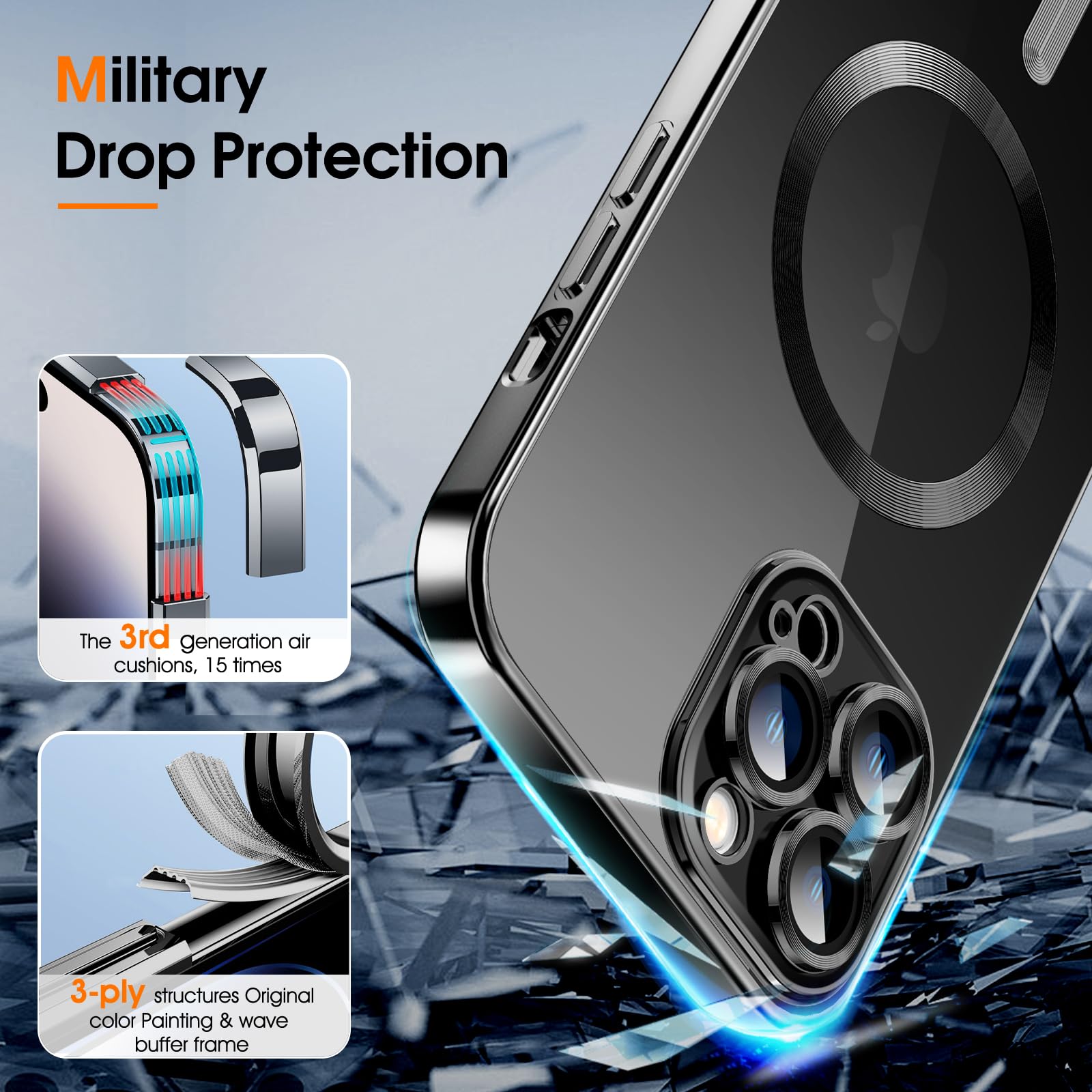 Magnetic Clear iPhone 14 Pro Case with MagSafe - Slim Silicone Cover with Integrated Camera Protection Glass | Anti-Yellowing, Anti-Fingerprint, Scratch Resistant | Compatible with Wireless Charging | Perfect for Everyday Protection & Style