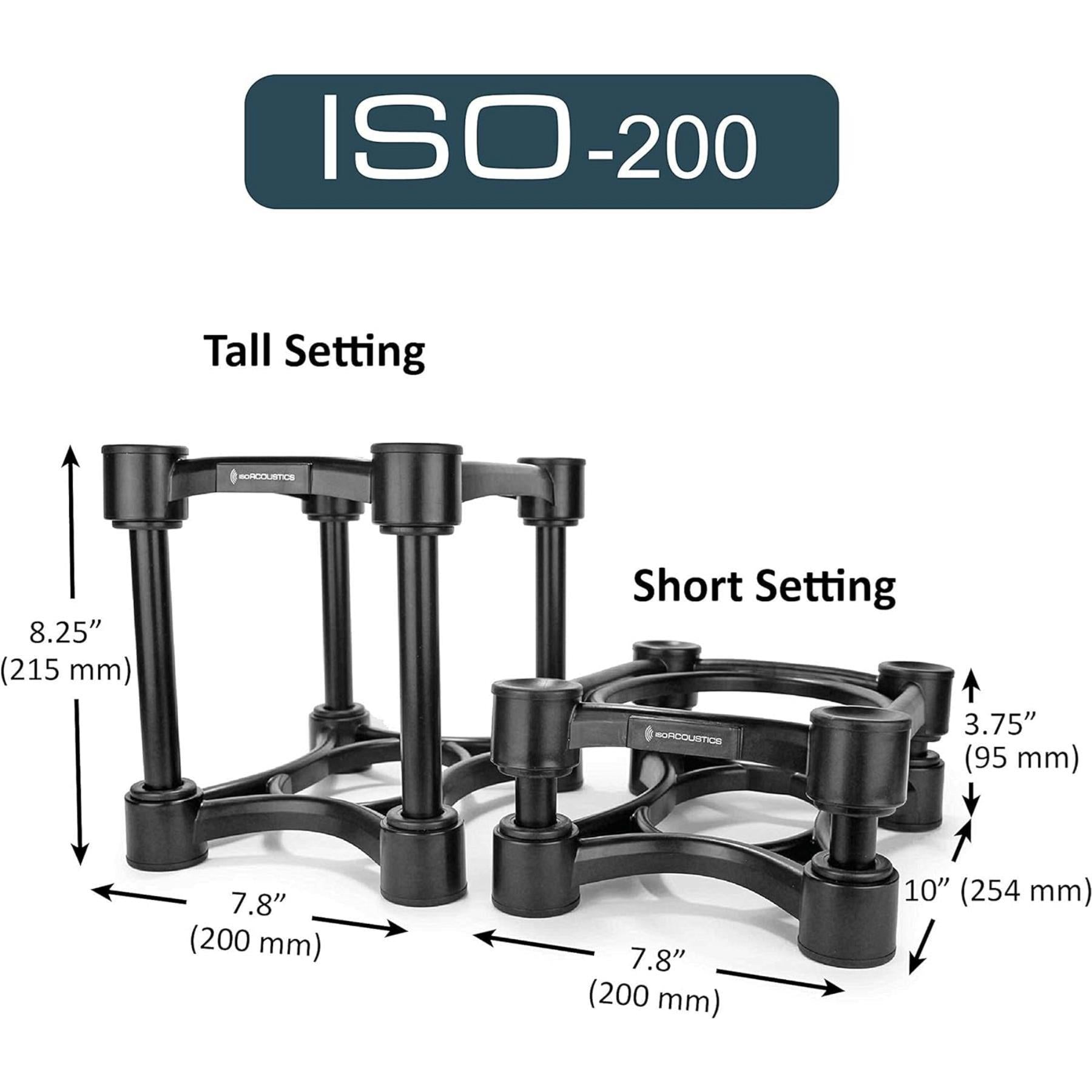 IsoAcoustics ISO 200 Speaker Isolation Stands - Premium Studio Monitor Isolation Pads for Large Speakers, Reduce Vibrations & Improve Sound Clarity - Perfect for Home Studios, Recording Studios & Audiophile Setups