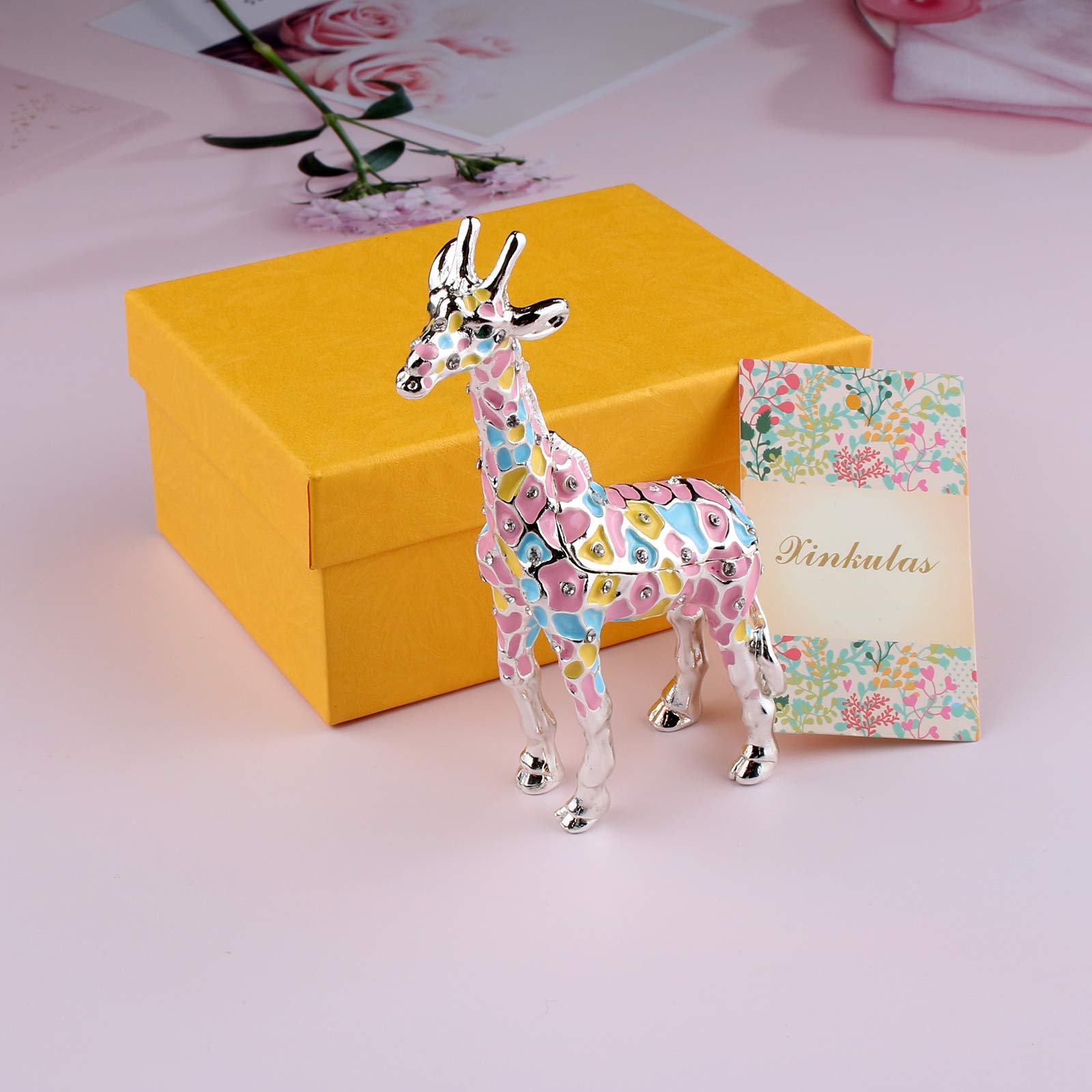 Silver Giraffe Jewelry Box - 5.1 Inch Decorative Keepsake & Collectible Trinket Box for Home Décor, Gift Giving, and Jewelry Storage
