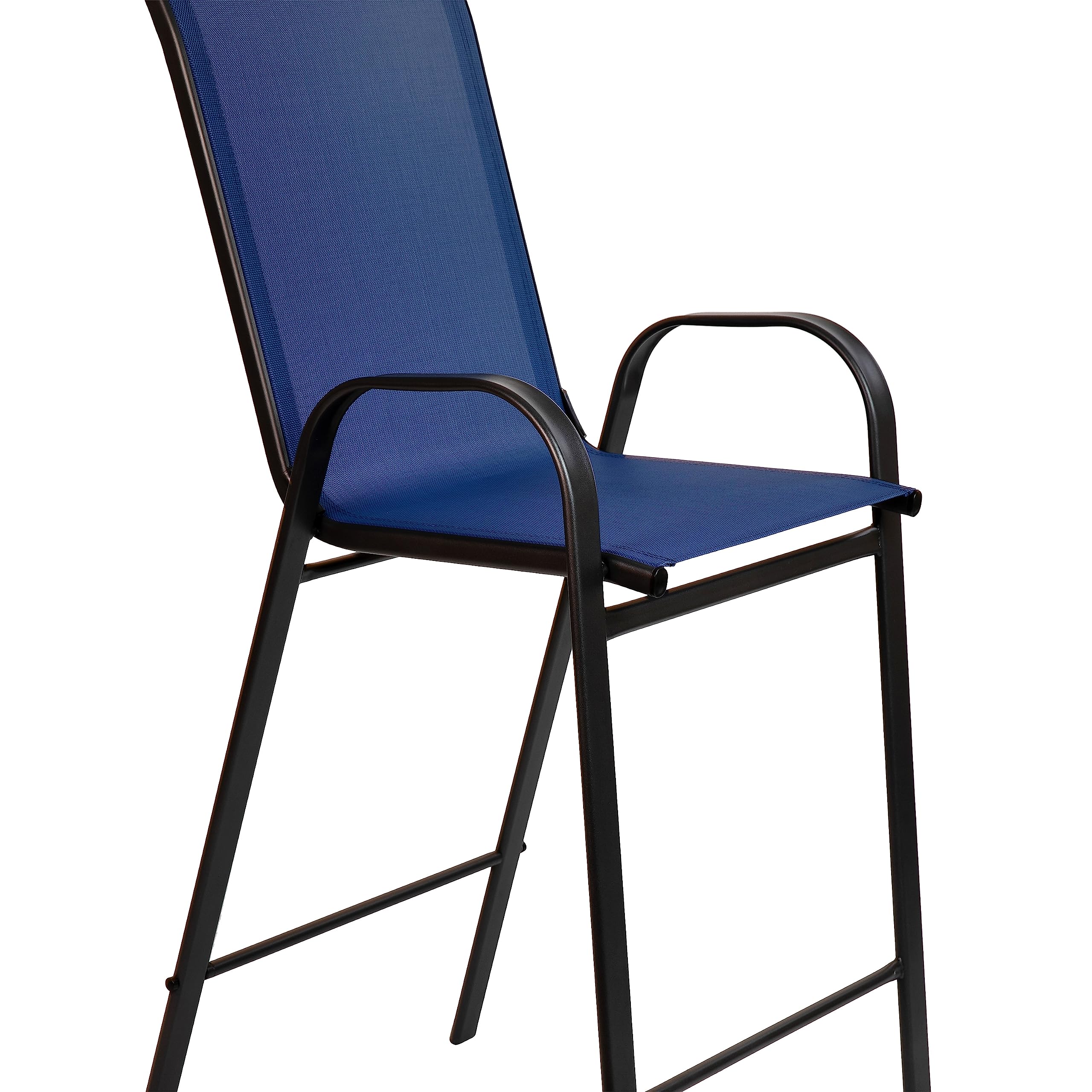 Flash Furniture 2 Pack Brazos Series Navy Blue Outdoor Bar Stools with Flex Comfort Material & Durable Metal Frame - Perfect for Patio, Deck, Poolside & Backyard Entertaining