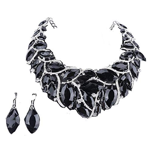 African Beads Jewelry Set for Women - Crystal Statement Bridal Necklace & Earrings Set - Perfect for Weddings, Parties and Special Occasions
