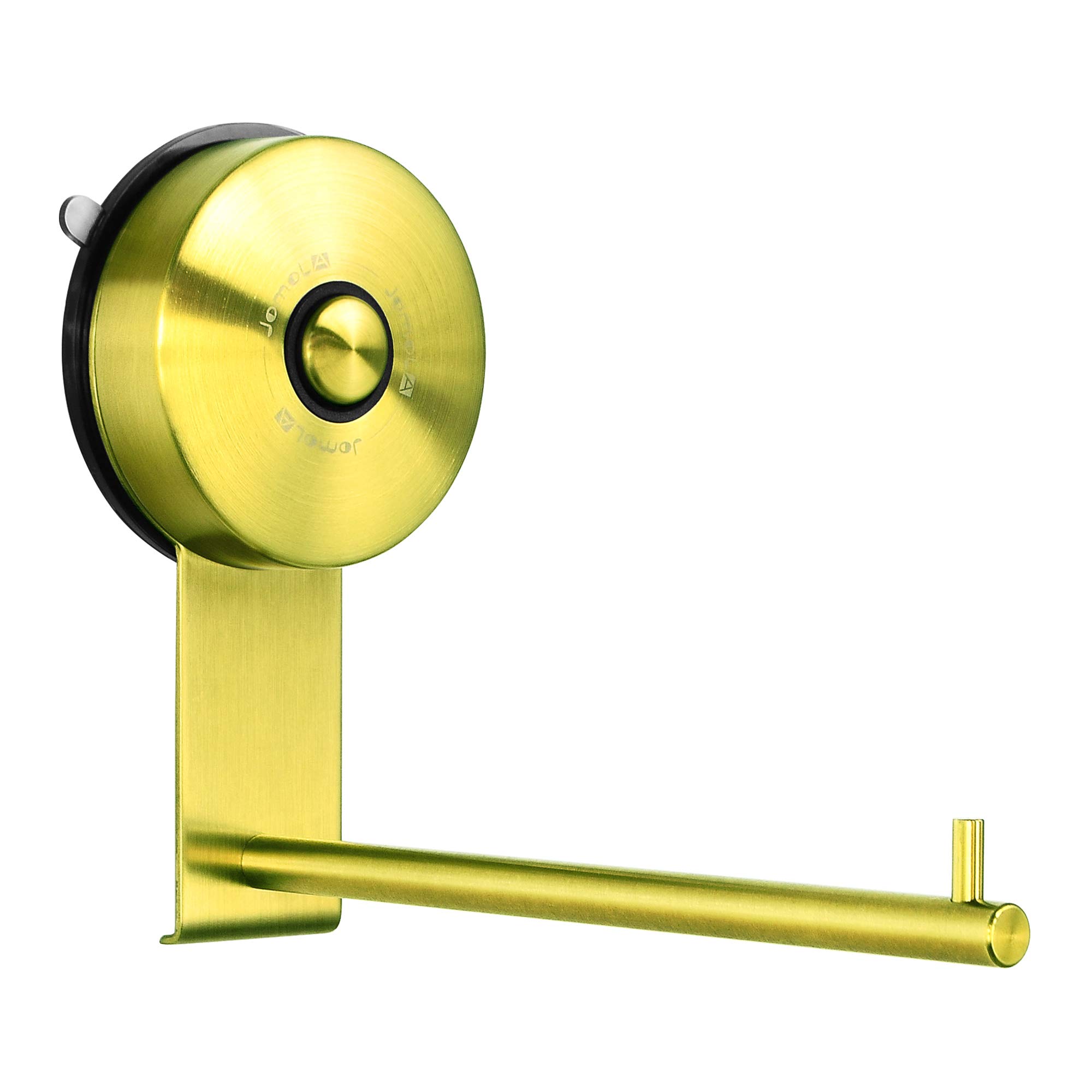 JOMOLA No-Drill Vacuum Suction Cup Toilet Paper Holder - Stainless Steel Bathroom Tissue Roll Hanger in Gold | Space-Saving Solution for Small Bathrooms & RVs