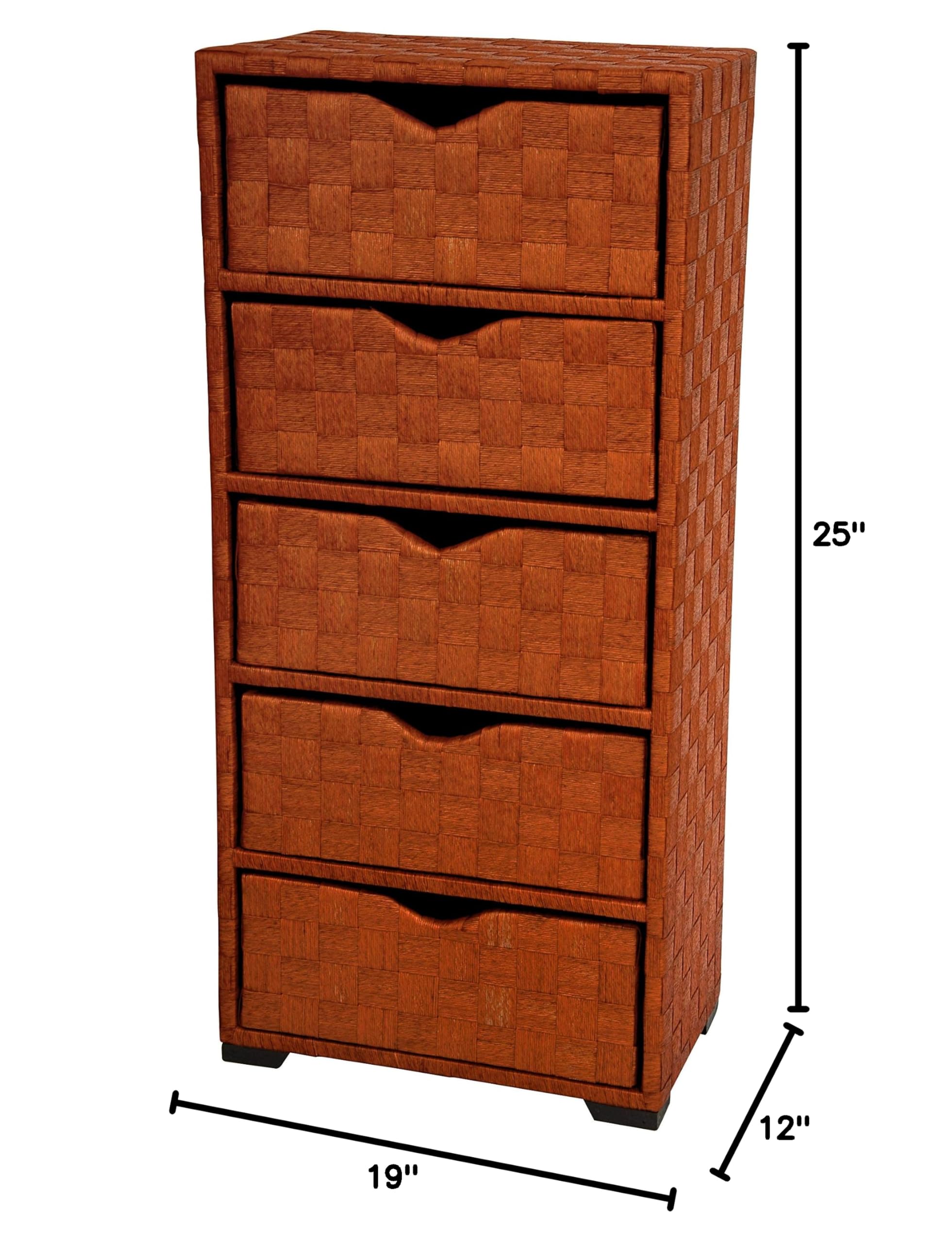 Natural Fiber 5-Drawer Honey Chest - Red Lantern Oriental Furniture for Bedroom, Living Room & Office Storage