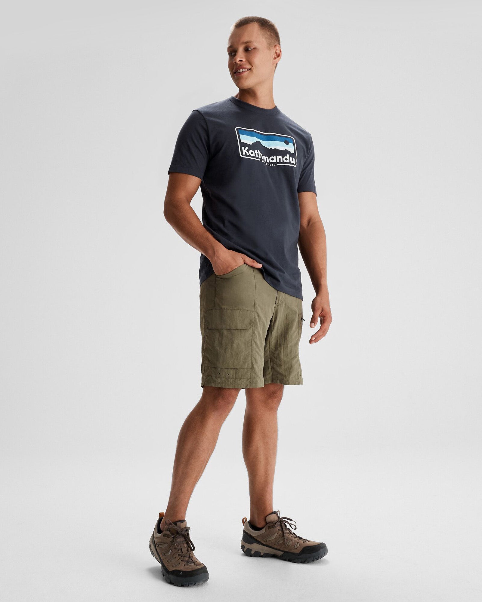 Men's Kathmandu Logo 70's Vintage Organic Cotton T-Shirt - Midnight Navy - Casual Wear, Street Style & Retro Fashion