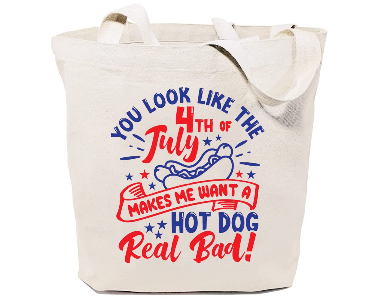 Eco-Friendly Canvas Tote Bag for Women - Reusable Grocery Shopping Bag with Patriotic '4th of July' Design - Perfect for Beach, Market & Everyday Use