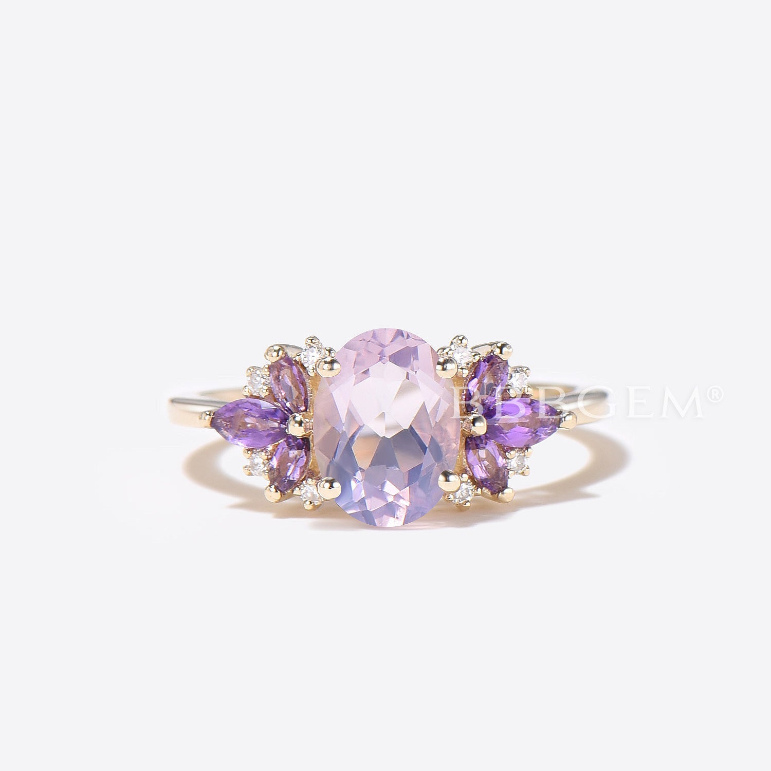 Oval Cut Lavender Amethyst Engagement Ring - Vintage Cluster Wedding Band for Women | Perfect for Proposals, Anniversaries & Romantic Occasions