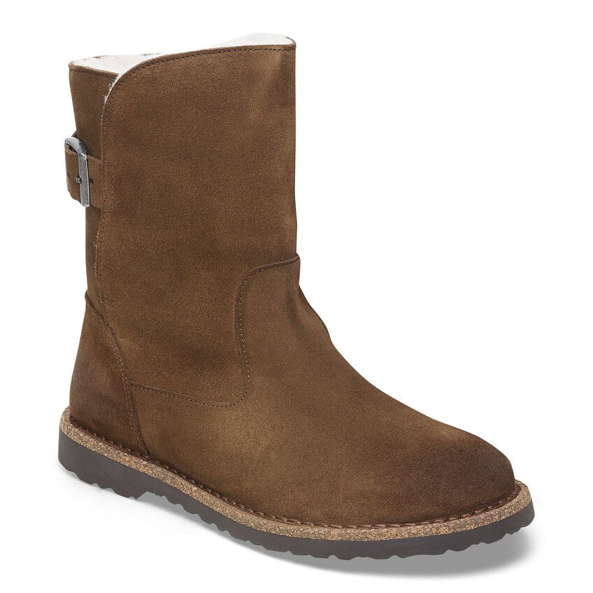 Birkenstock Uppsala Shearling Suede Leather Sandals in Dark Tea - Cozy Winter Slippers for Indoor & Outdoor Comfort