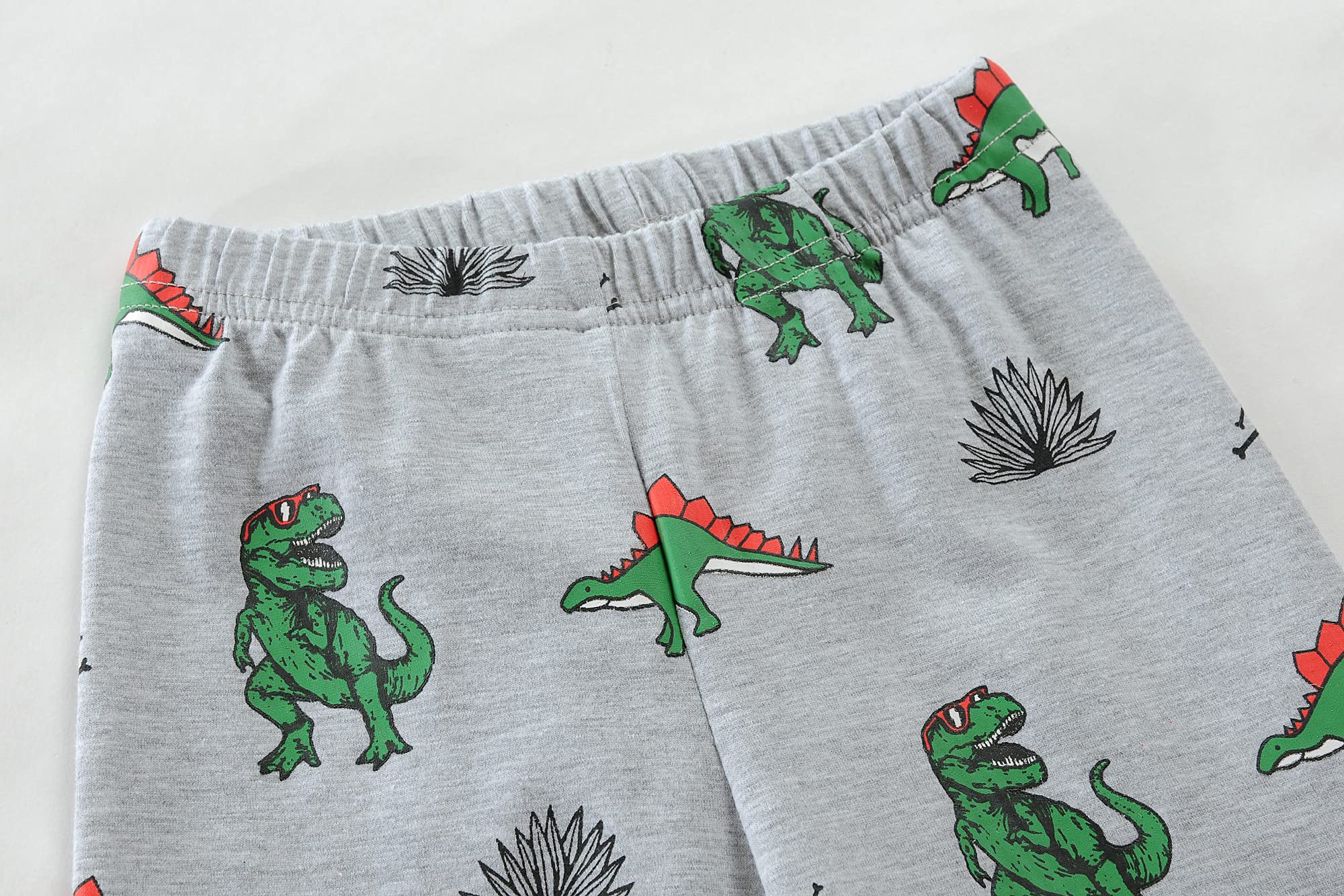 Boys' Cotton Pajama Set with Monster Truck & Dinosaur Print - 2-Piece Toddler Sleepwear for Ages 2-7 - Soft & Comfortable Kids' PJs for Bedtime & Lounging