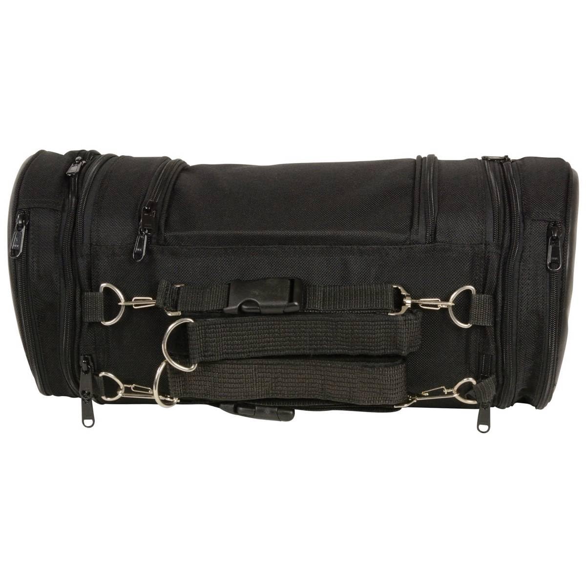 Milwaukee Leather MP8135 Large Black Textile Motorcycle Sissy Bar Roll Bag - Waterproof Travel Luggage for Harley, Cruiser & Touring Bikes - Perfect for Road Trips & Long Distance Riding