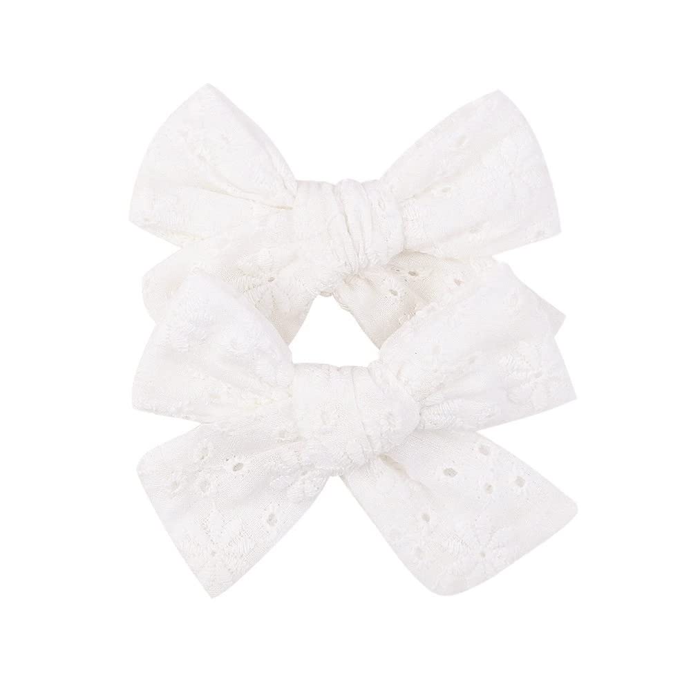 3.2 Inch White Linen Hair Bows with Alligator Clips for Girls, Toddlers & Teens - Cute Hair Accessories for School, Parties & Everyday Wear