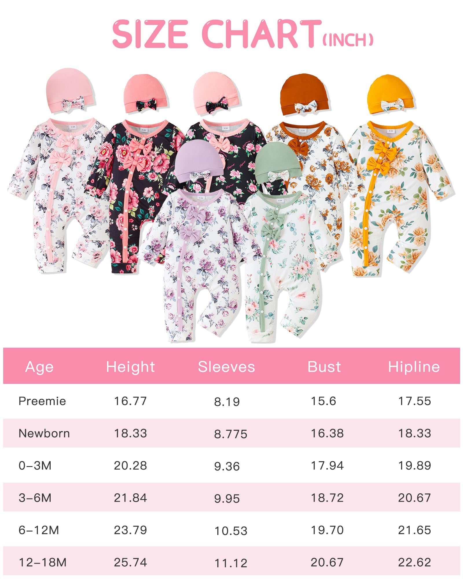 Mioglrie Newborn Baby Girl Clothes - Soft Long Sleeve Romper Jumpsuit with Floral Hat | Fall Winter Infant Outfits for Preemie Girls | Perfect for Photoshoots, Family Gatherings & Daily Wear