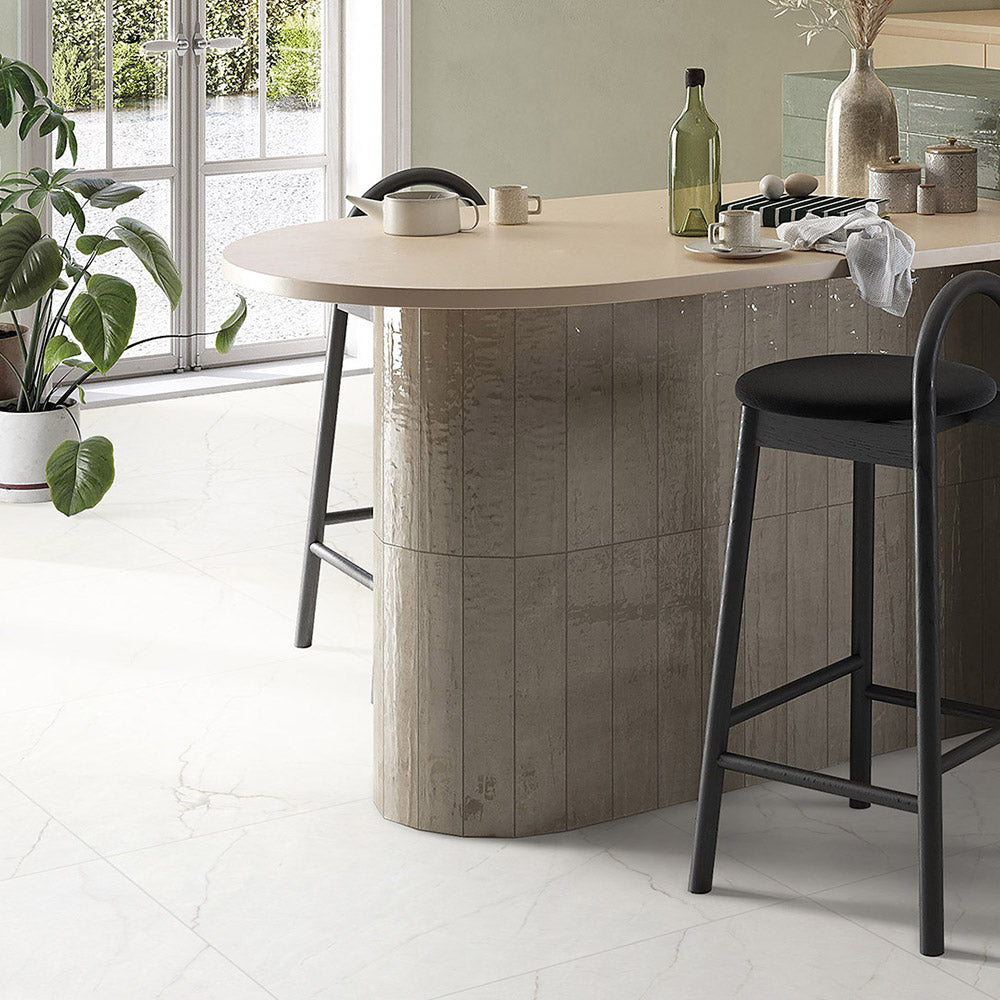 Adelaide White 600x600mm Matte Marble Look Porcelain Tile - Premium Flooring for Bathroom, Kitchen & Living Room Renovation