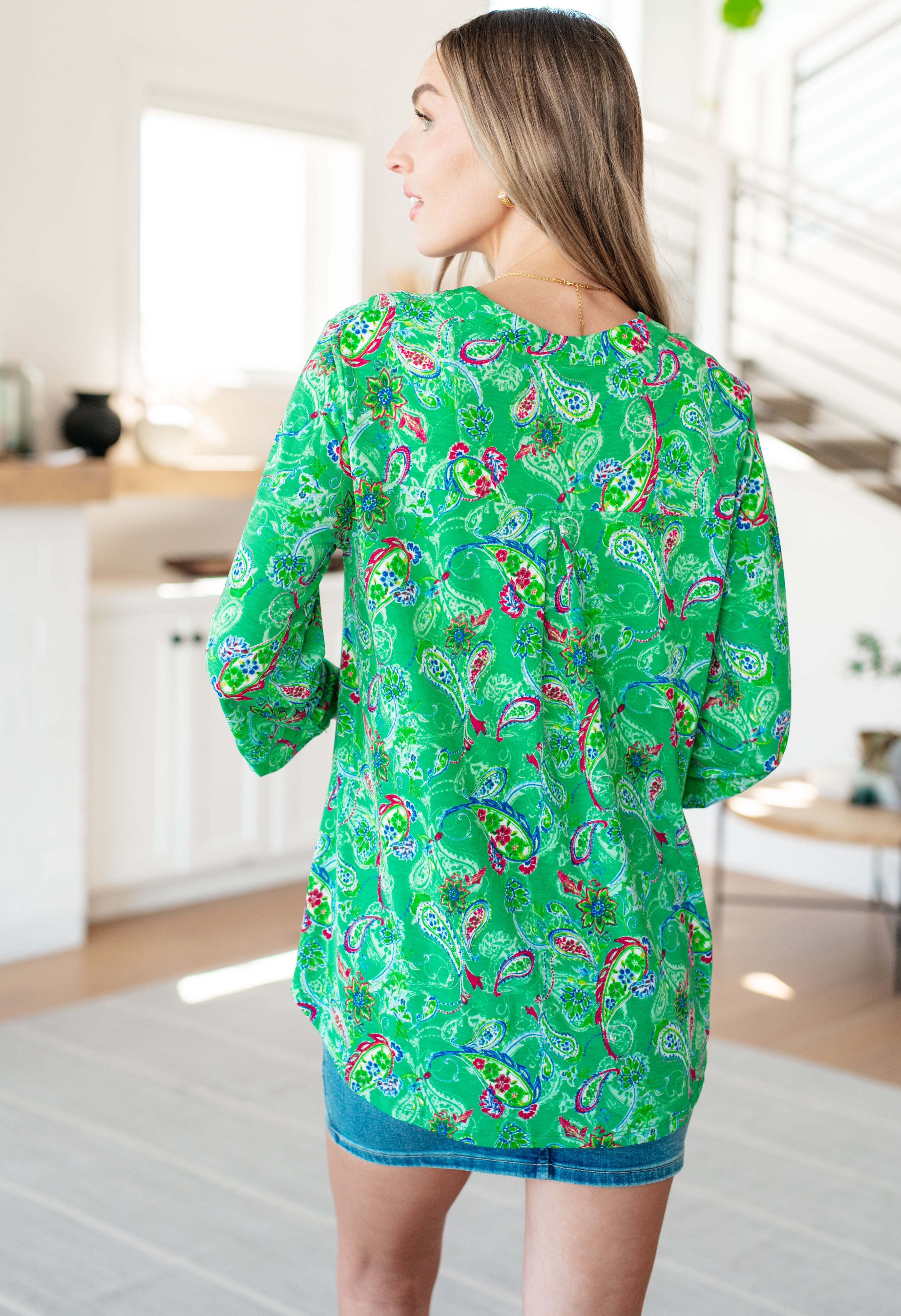 Lizzy Top - Stylish Emerald & Magenta Paisley Print Women's Blouse | Perfect for Casual Outings, Parties & Office Wear
