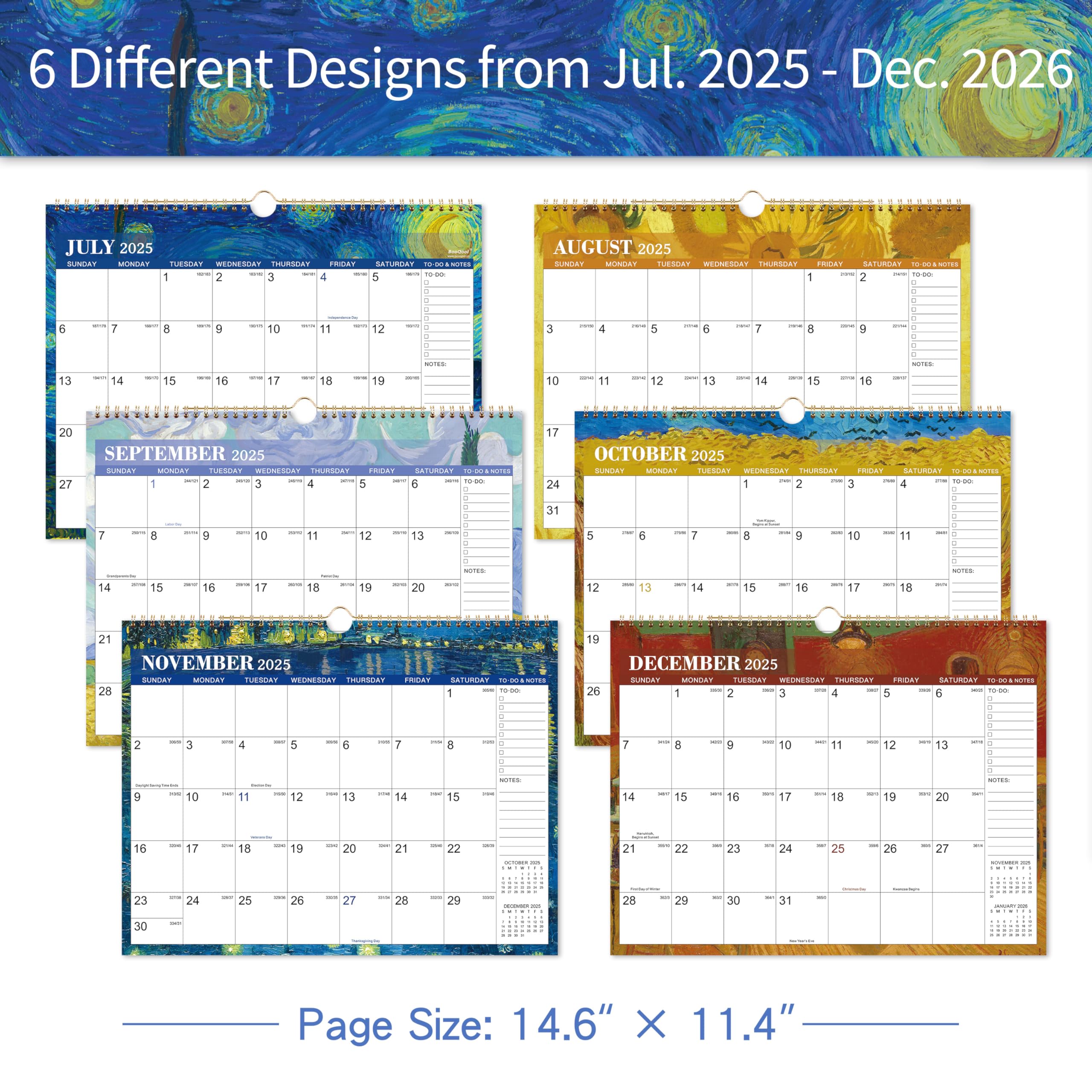 2025-2026 Wall Calendar | 18-Month Planner from July 2025 to December 2026 | 14.6