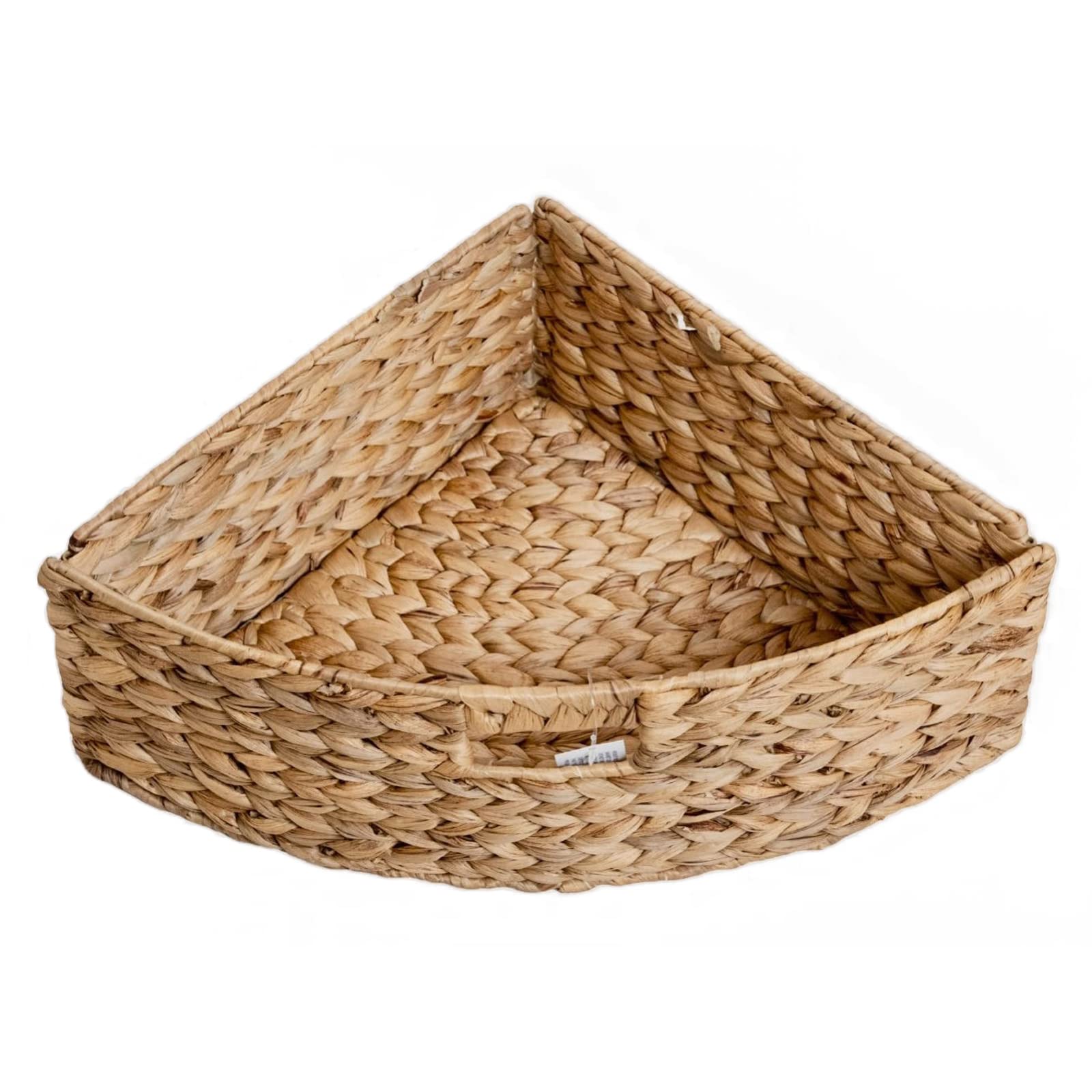 Hampton Meadows 3-Tier X-Side Corner Storage Cabinet with 3 Wicker Baskets - White | Space-Saving Organizer for Bedroom, Bathroom & Living Room | eHemco