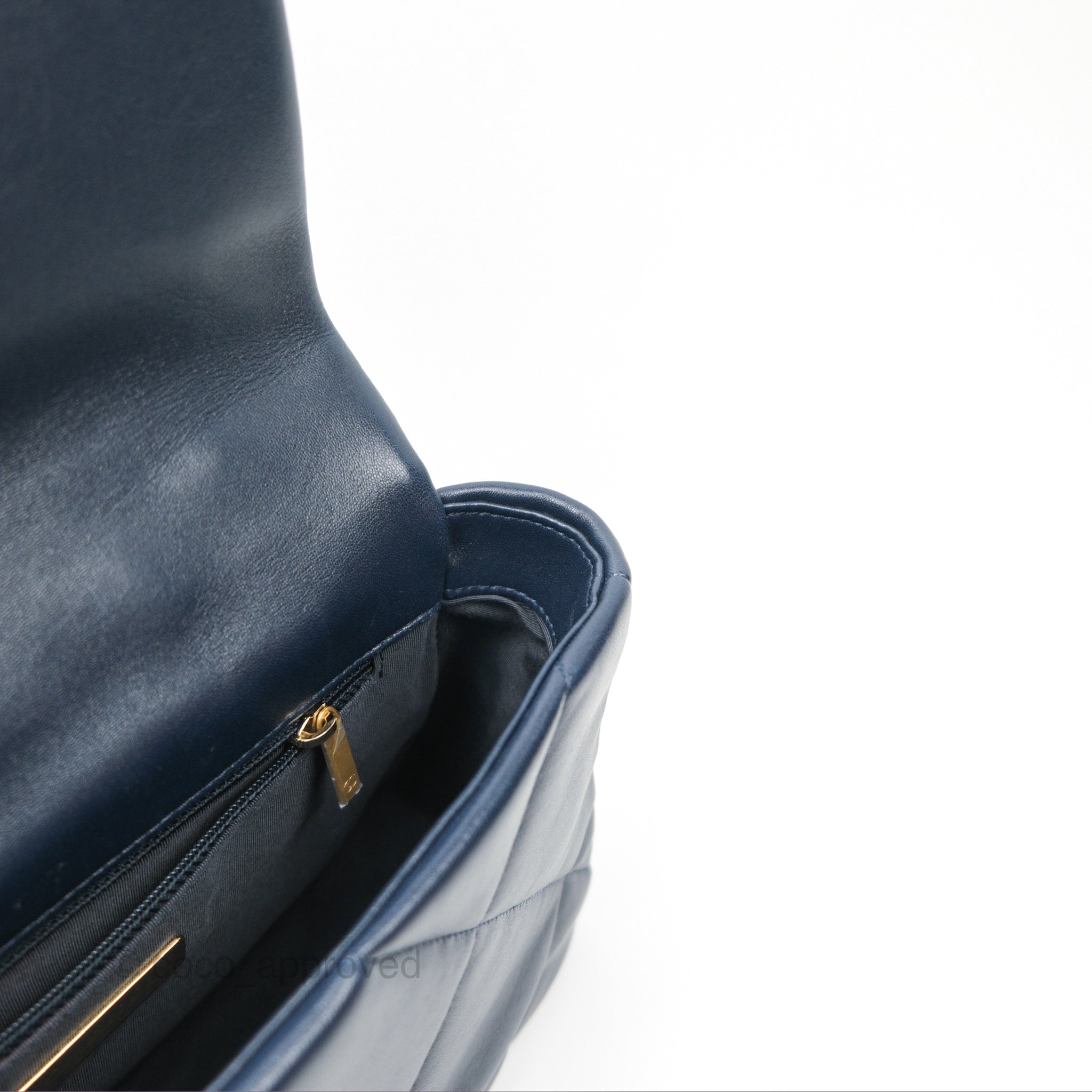 Chanel 19 Small Navy Blue Leather Flap Bag with Mixed Gold & Silver Hardware - Luxury Shoulder Bag for Women, Perfect for Date Night & Special Occasions