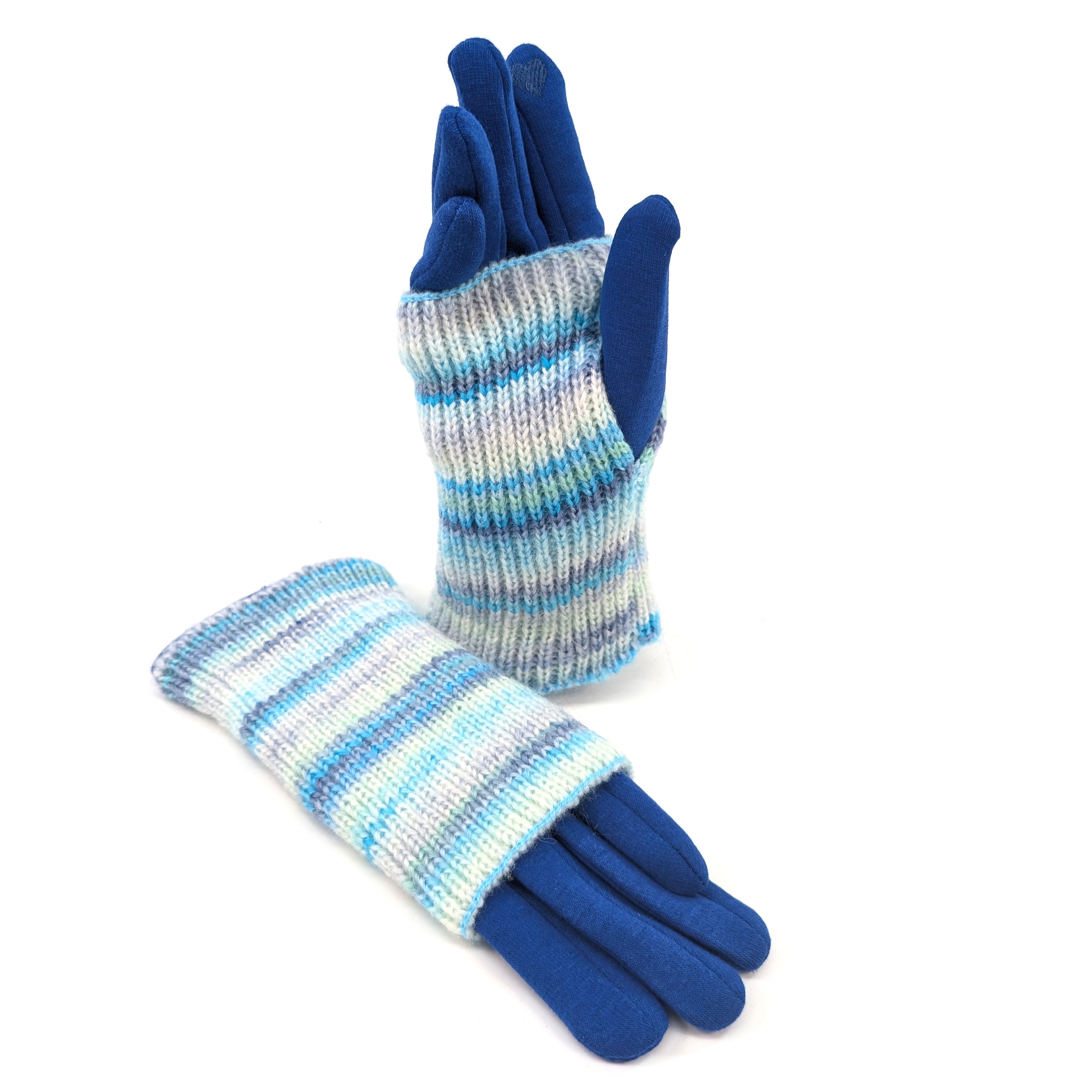 Multi Striped Two in One Gloves - Ocean Waves Design | Warm & Stylish Winter Accessories for Men & Women | Perfect for Skiing, Snowboarding & Outdoor Activities