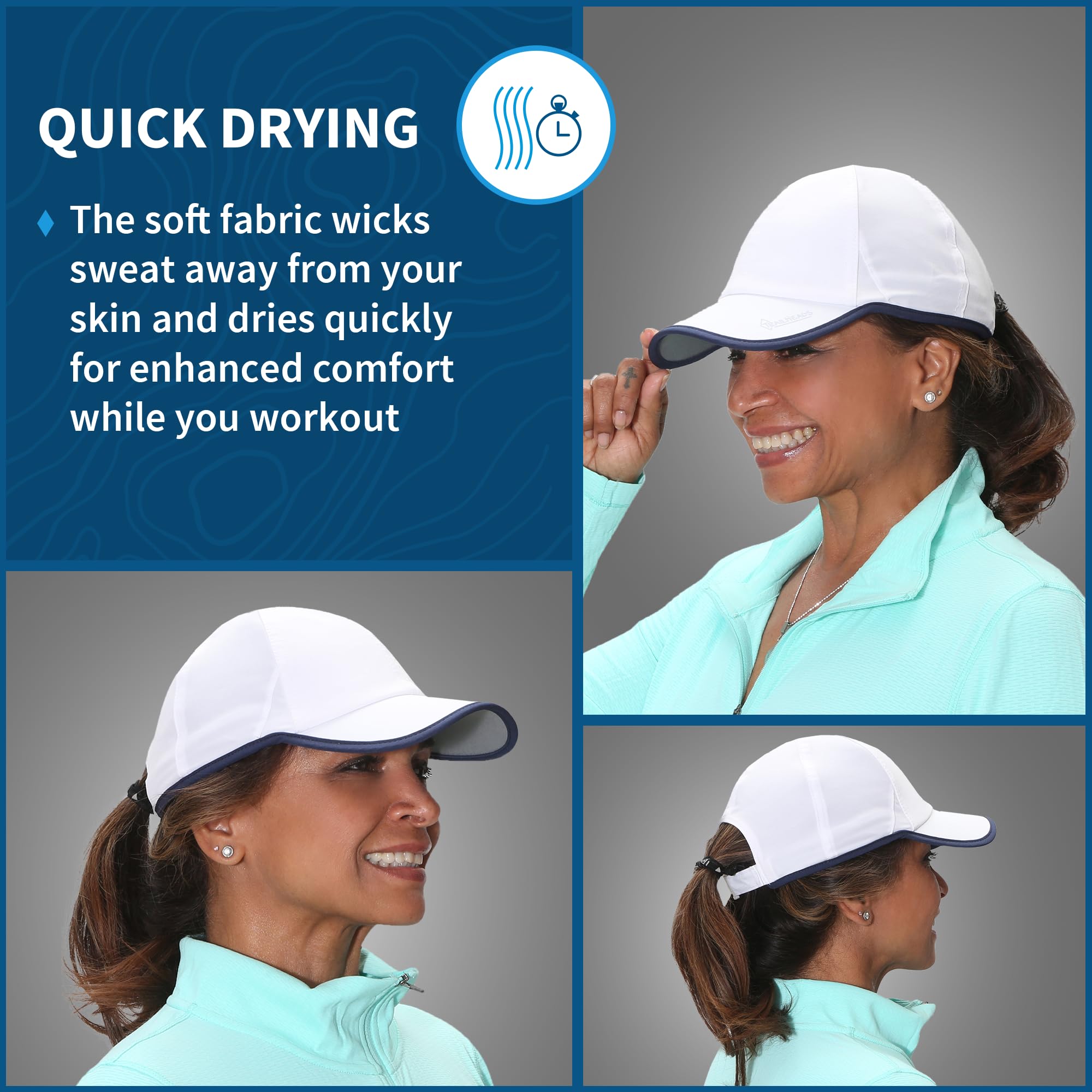 TrailHeads UPF 50+ UV Protection Running Hats for Women - Lightweight Summer Baseball Cap for Tennis, Golf, Gym & Outdoor Workouts - Perfect for Hiking, Jogging & Sports Activities