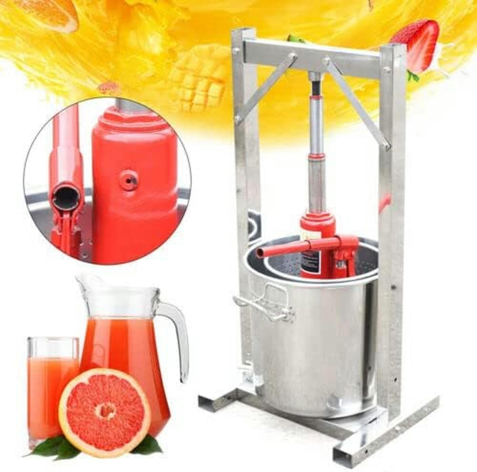 12L Hydraulic Fruit Wine Press with 304 Stainless Steel - Grape Crusher & Juice Maker for Wine, Cider, Vegetables - Perfect for Home Brewing, Winemaking & Organic Juice Extraction