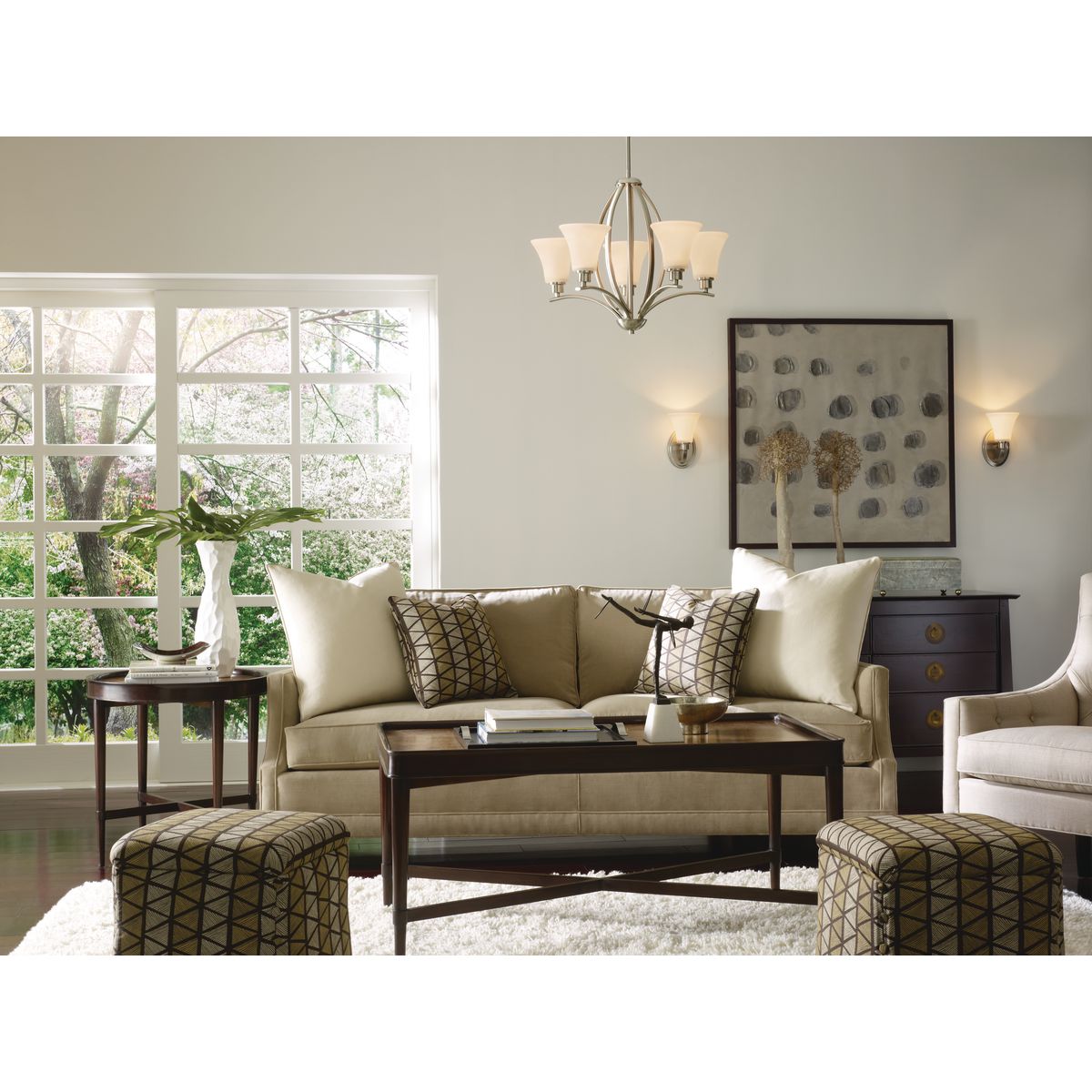 Joy Collection Five Light Etched Glass Chandelier - Elegant Dining Room Lighting Fixture for Home Decor, Kitchen Island, or Entryway