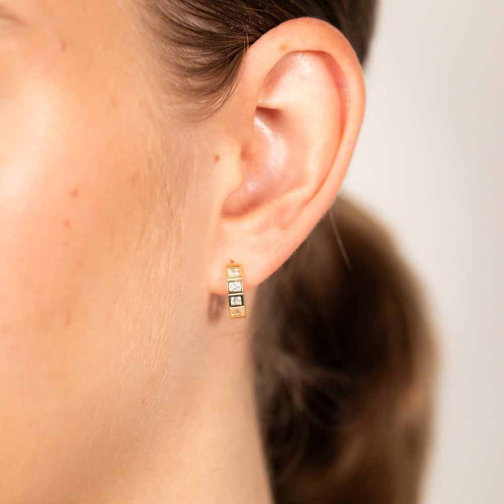 9ct Yellow Gold 10mm Cubic Zirconia Huggie Hoop Earrings for Women - Perfect for Everyday Wear, Parties & Gifts