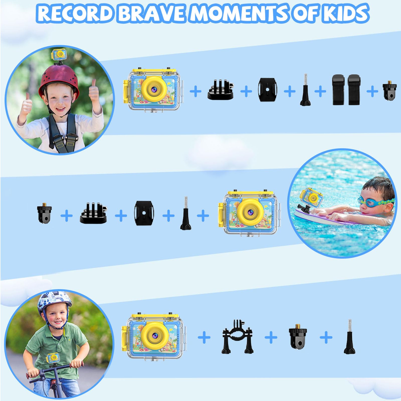 PROGRACE Waterproof Kids Camera - 2024 Upgraded Digital Underwater Camera for Children, Diving & Snorkeling Gear, Christmas & Birthday Gift for Boys & Girls Ages 4-11, Pool Toy & Action Camera for Beach, Swimming & Outdoor Adventures