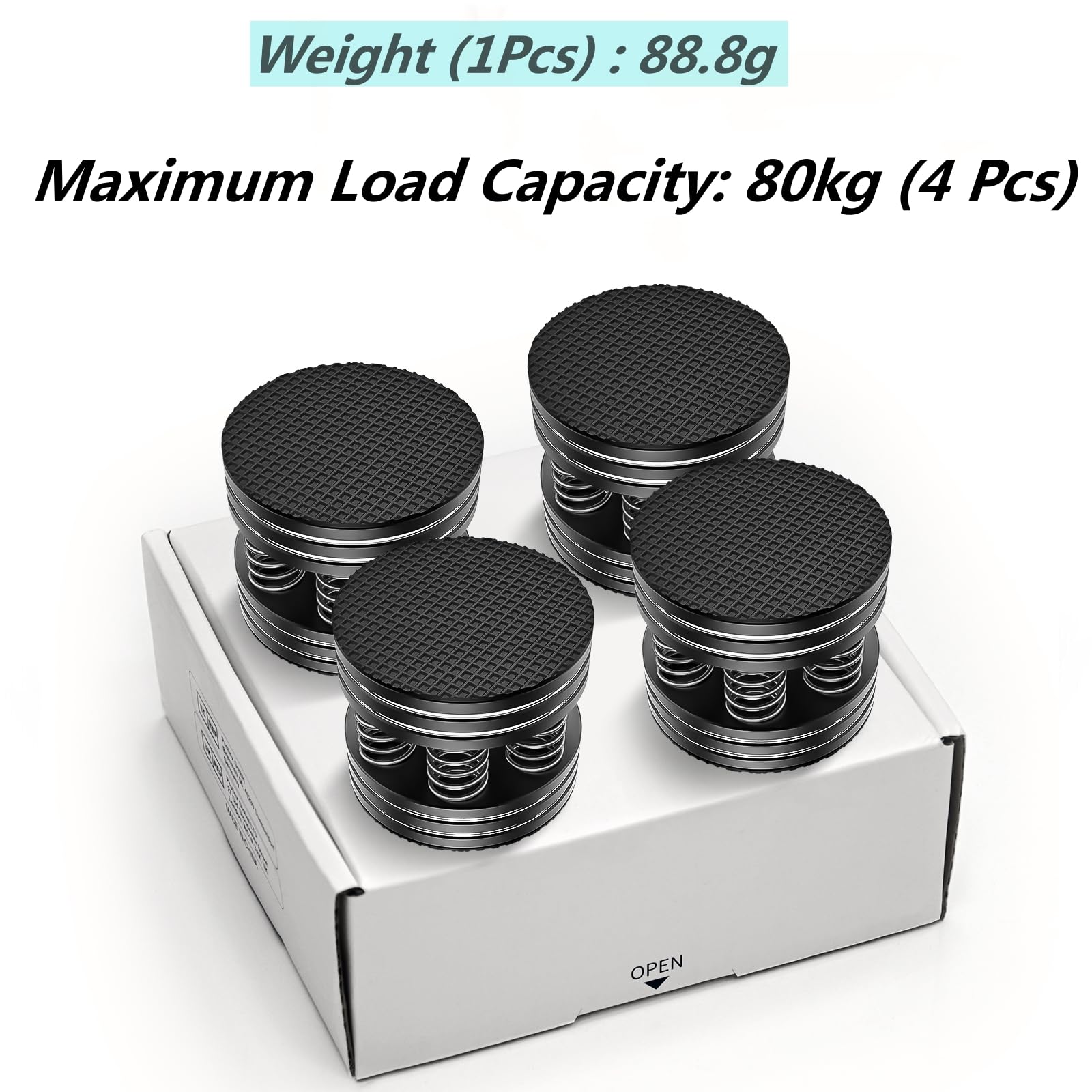 Tertullus Speaker Spikes 4PCS HiFi Spring Isolation Feet, Aluminum Non-Slip Shockproof Turntable Stand Pads for Audio, Speakers, Subwoofers, Home Theater, Turntable DAC, Perfect for Studio and Living Room Setup (Black)