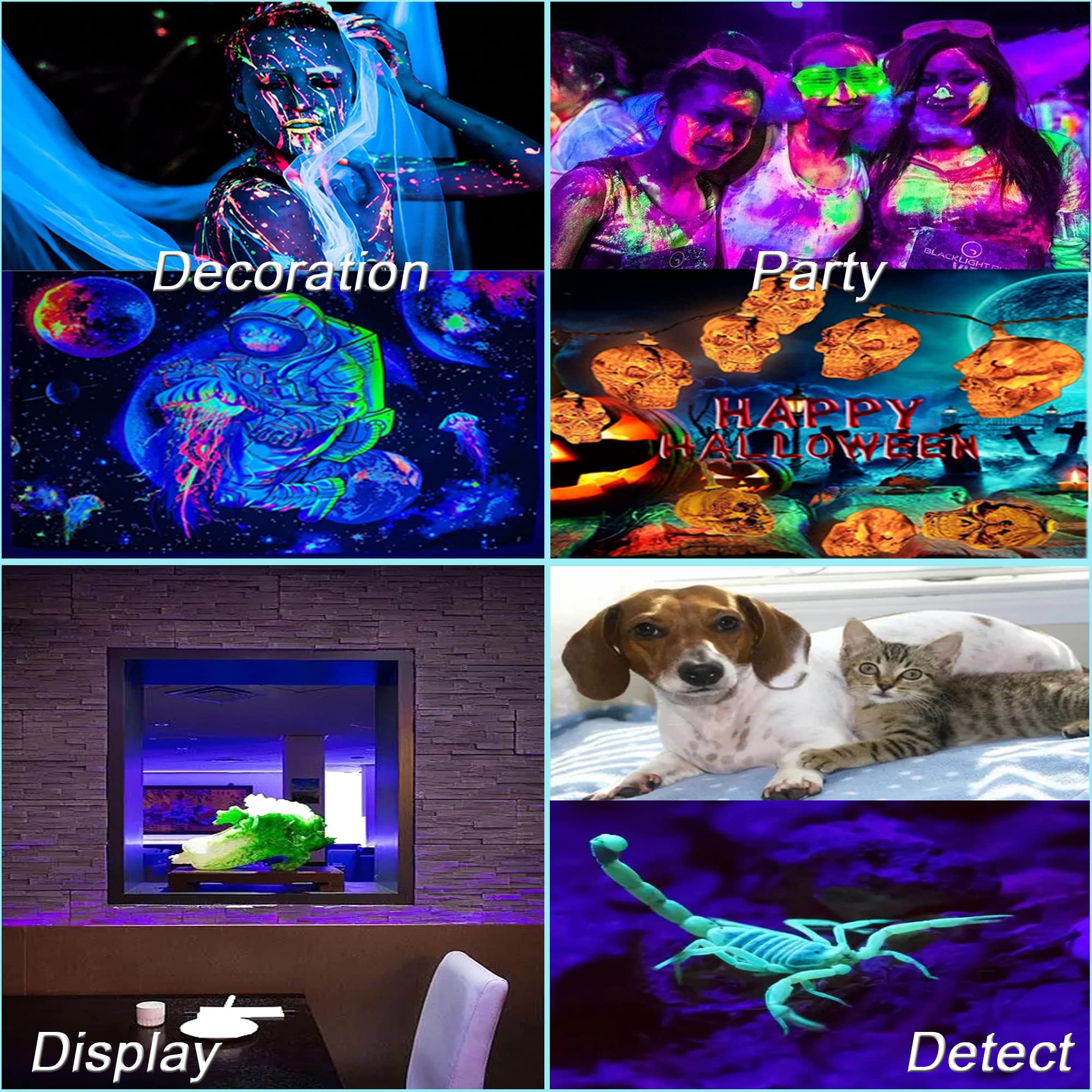 TITO 10W 1ft USB LED Black Light Bar with Magnetic Mount - 395nm UV Blacklight for Glow in The Dark Party, Bedroom Decor, Fluorescent Posters & Body Paint - Perfect for Neon Displays, Rave Parties & Home Theater Lighting